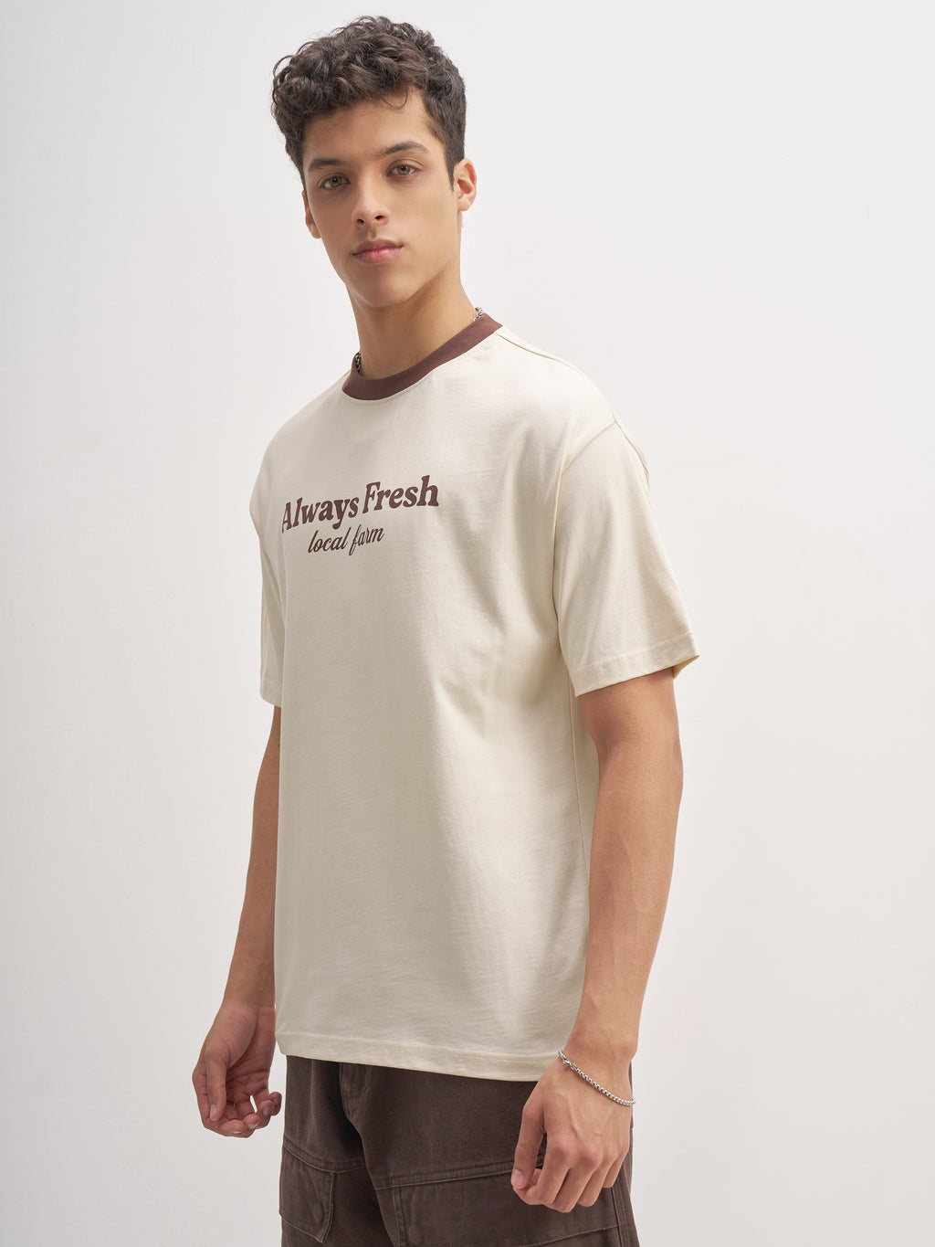 Highlander Men Beige Printed Round Neck T-Shirt - Beige - Image 4