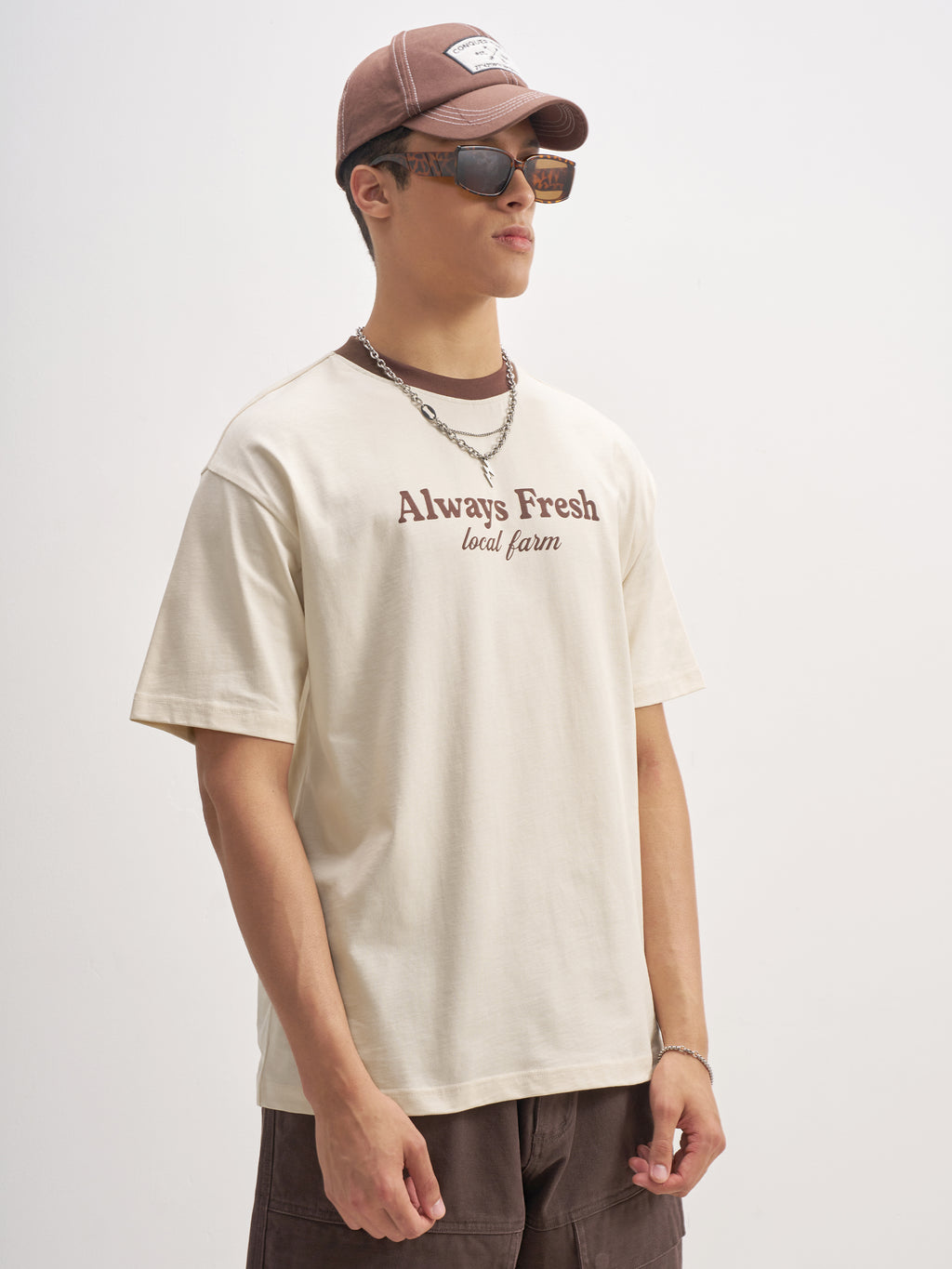 Highlander Men Beige Printed Round Neck T-Shirt - Beige - Image 6