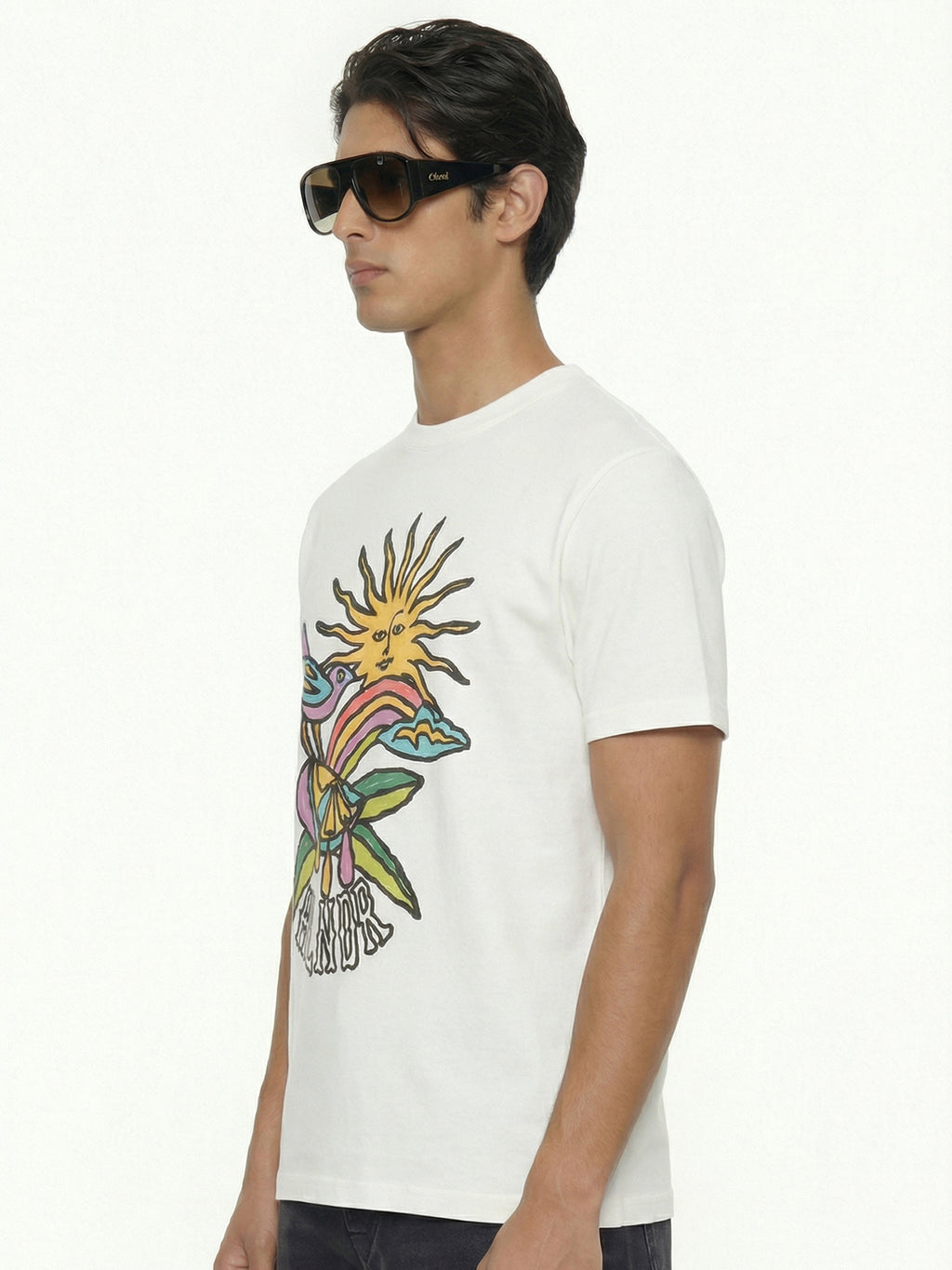 Highlander Men White Printed Round Neck T-Shirt - White - Image 5