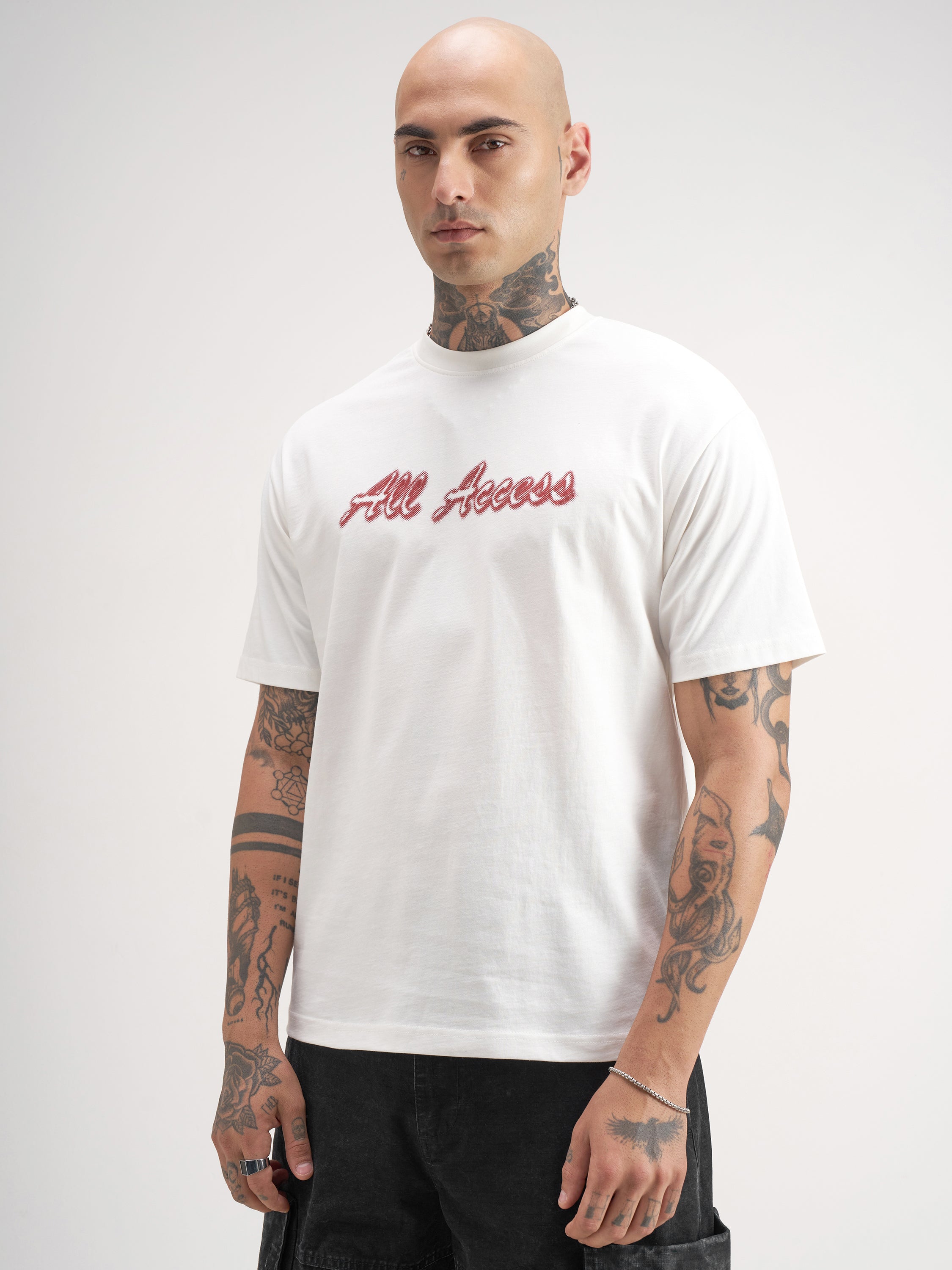Highlander Men White Printed Round Neck T-Shirt - White - Image 4