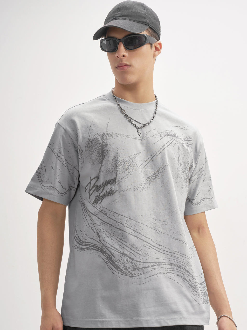 Highlander Men Grey Printed Round Neck T-Shirt - Grey - Image 1