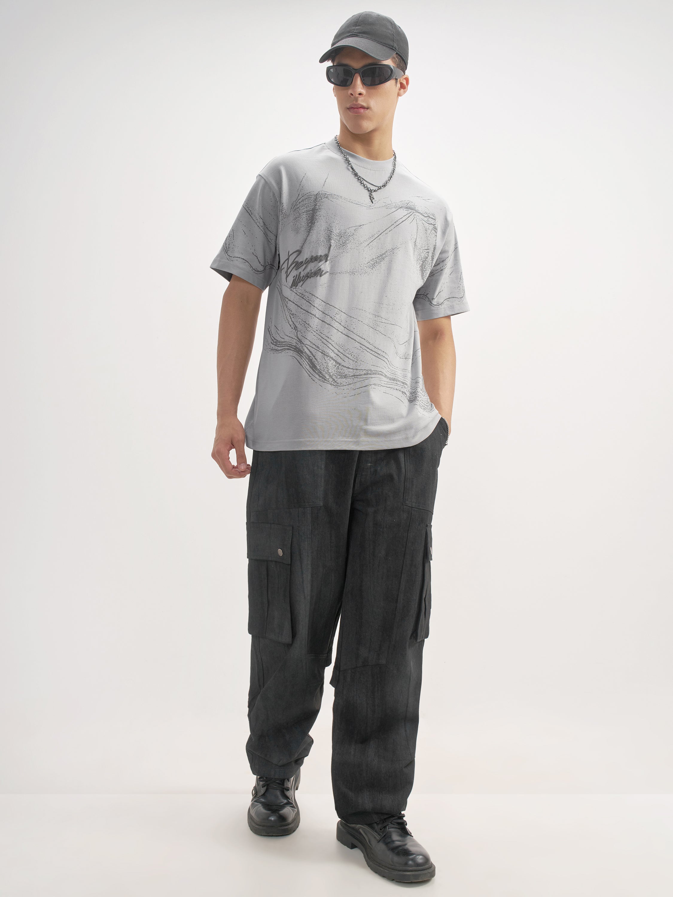 Highlander Men Grey Printed Round Neck T-Shirt - Grey - Image 2