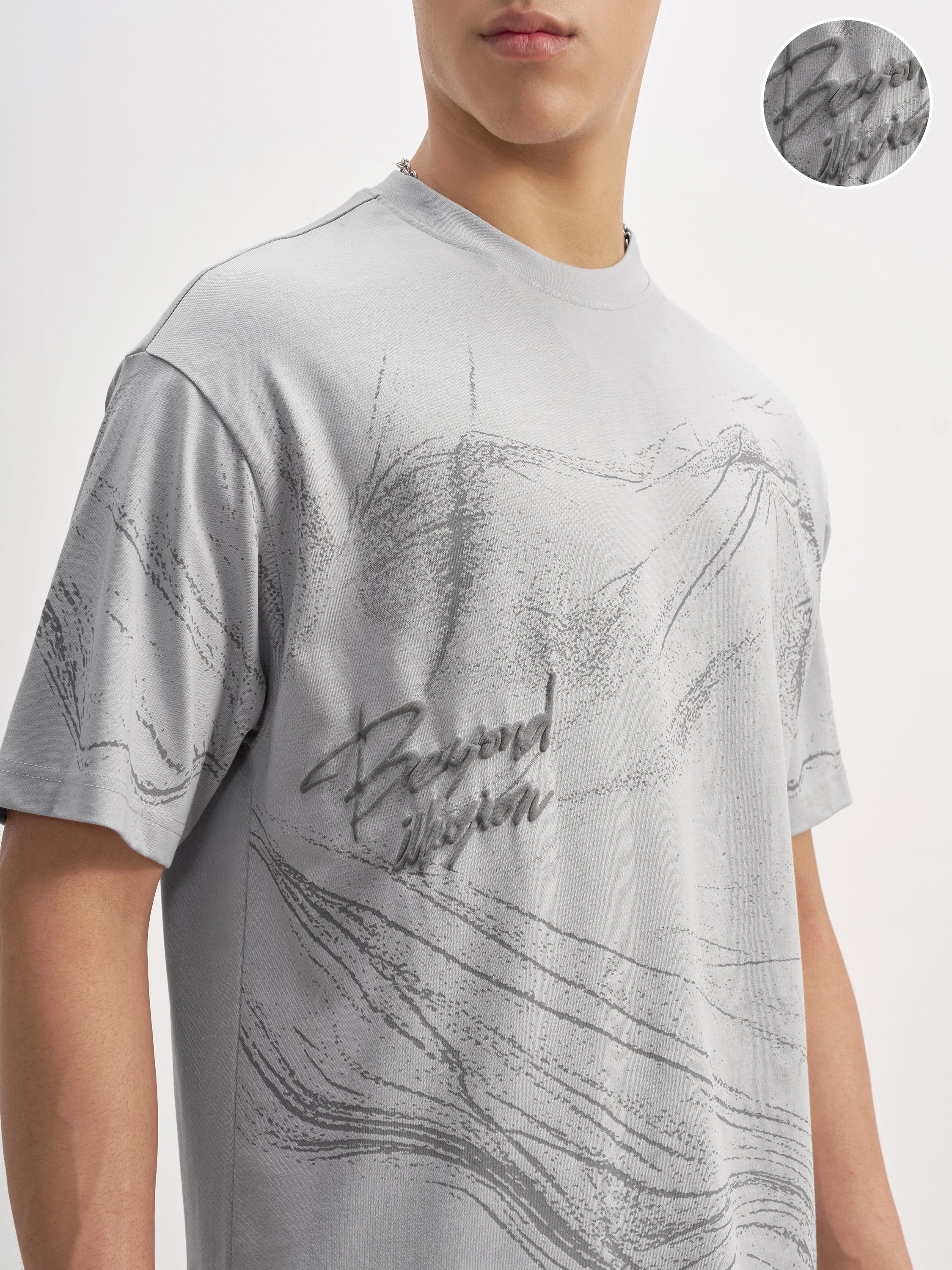 Highlander Men Grey Printed Round Neck T-Shirt - Grey - Image 5