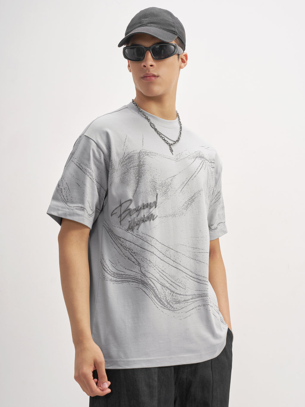 Highlander Men Grey Printed Round Neck T-Shirt - Grey - Image 6