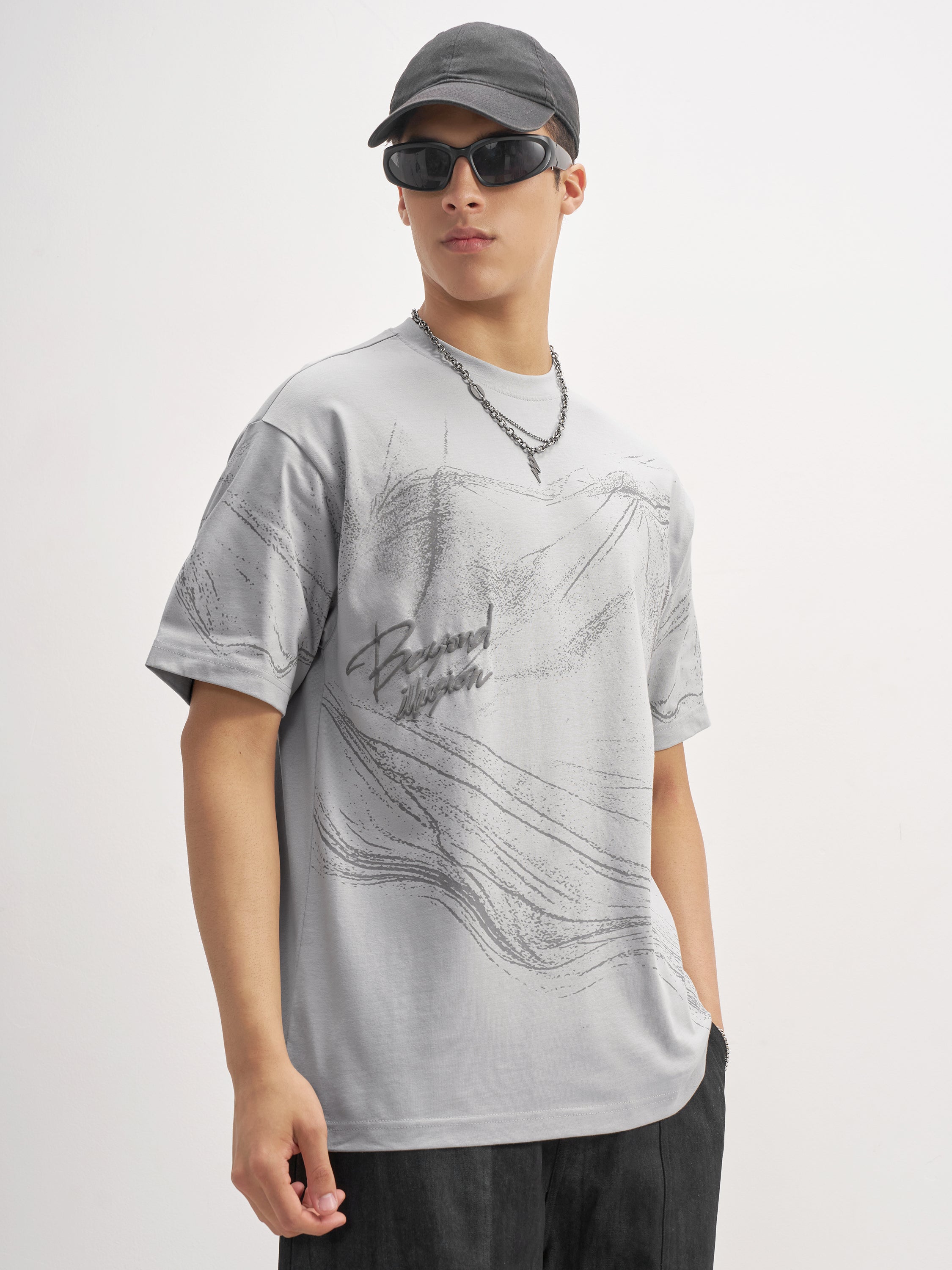 Highlander Men Grey Printed Round Neck T-Shirt - Grey - Image 6