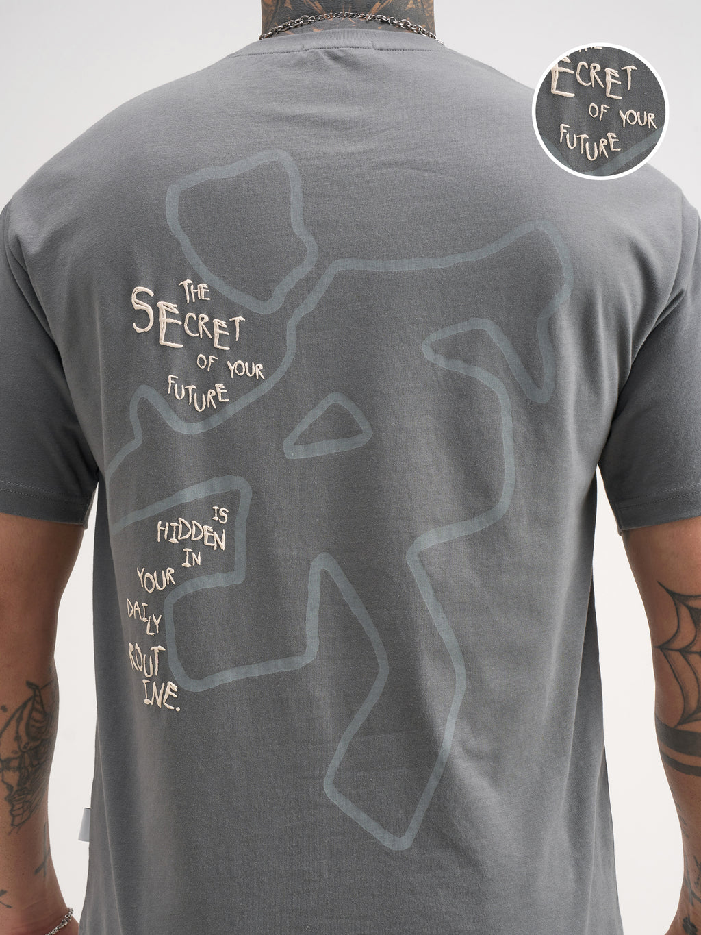 Highlander Men Grey Printed Round Neck T-Shirt - Grey - Image 5