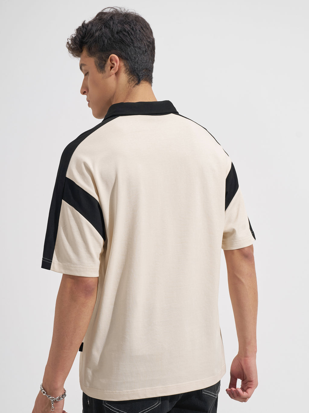 Highlander Men Beige Printed Polo Collar T-Shirt