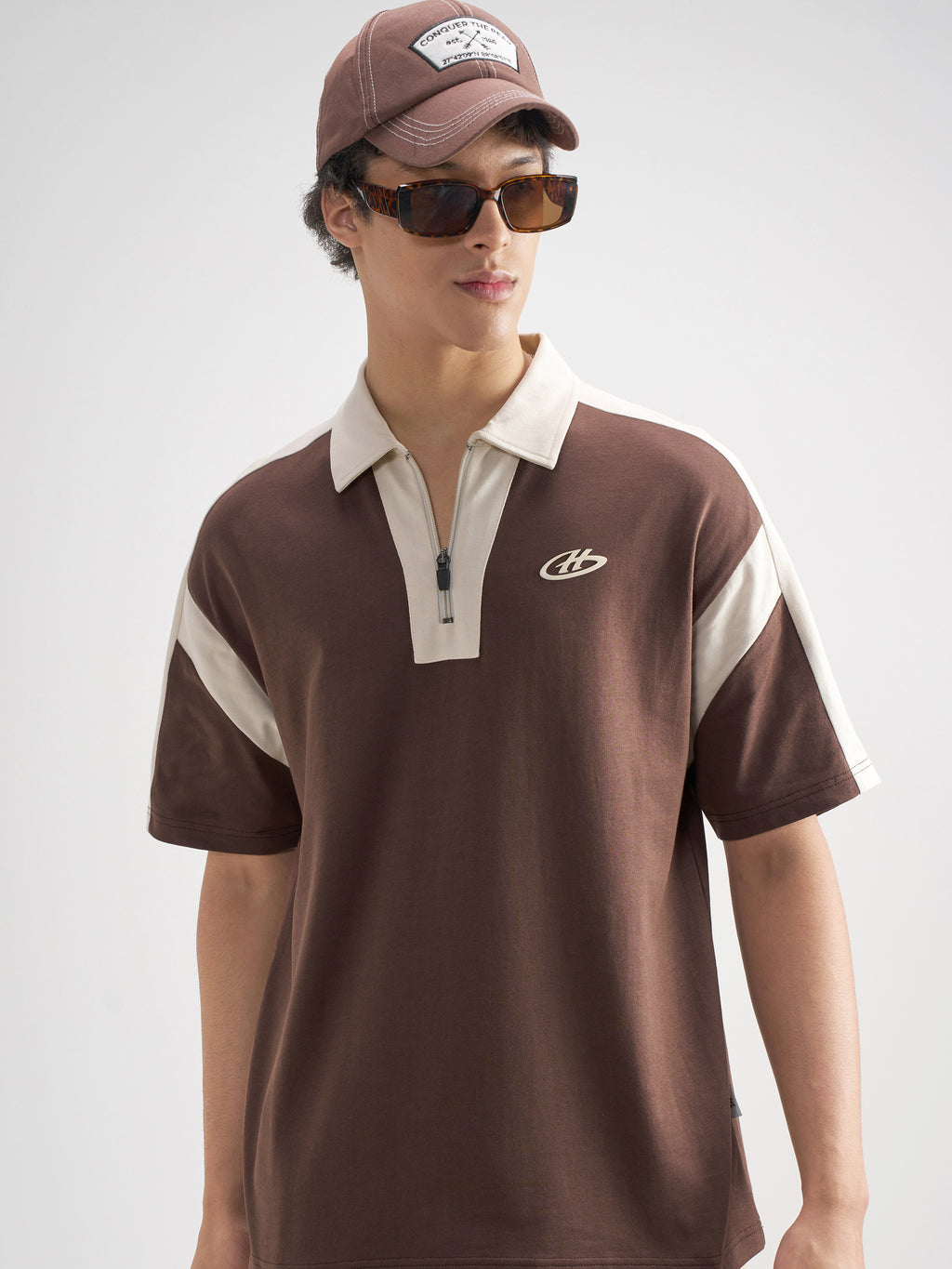 Highlander Men Brown Solid Polo Collar T-Shirt - Brown - Image 1