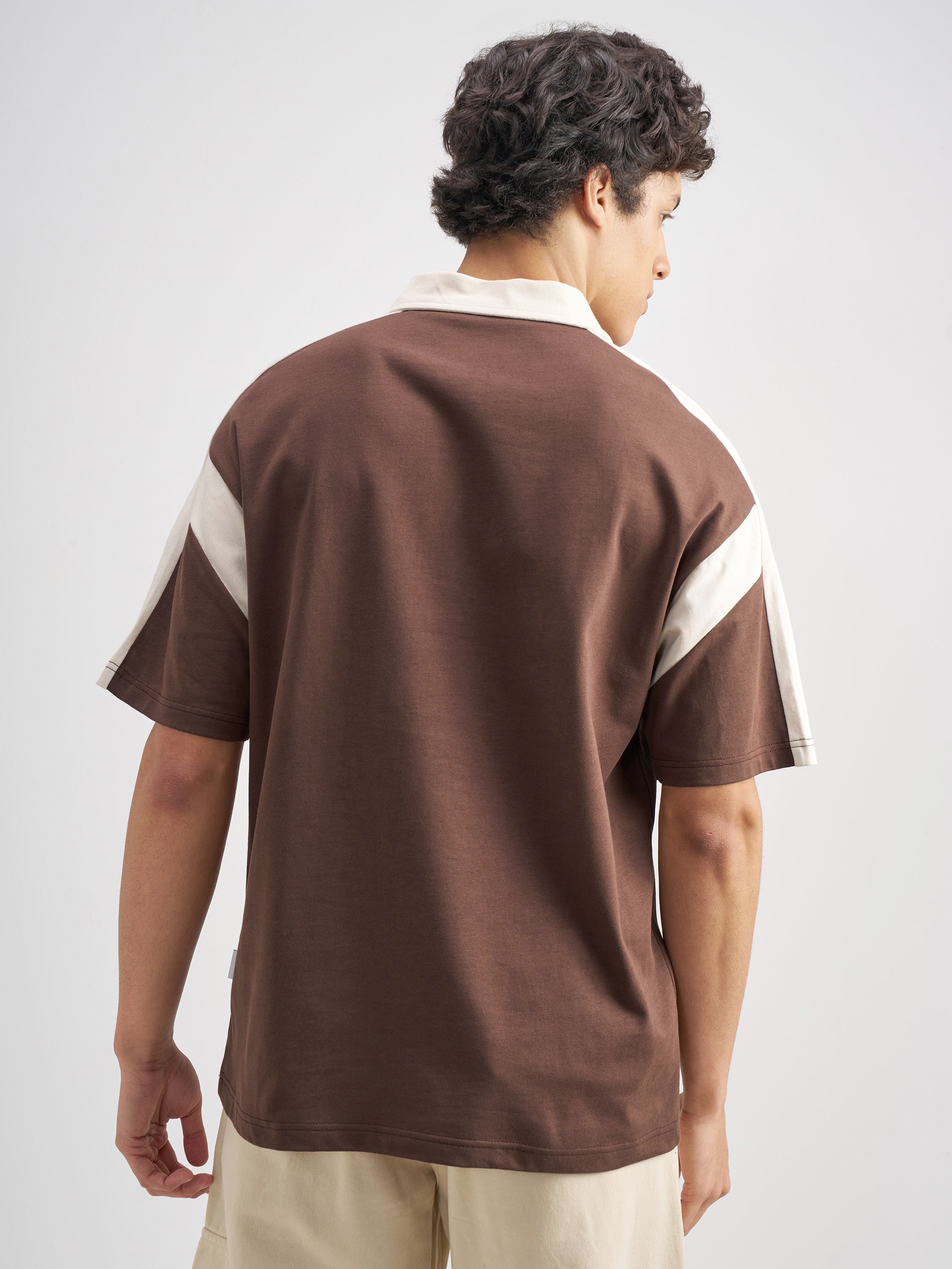 Highlander Men Brown Solid Polo Collar T-Shirt - Brown - Image 3