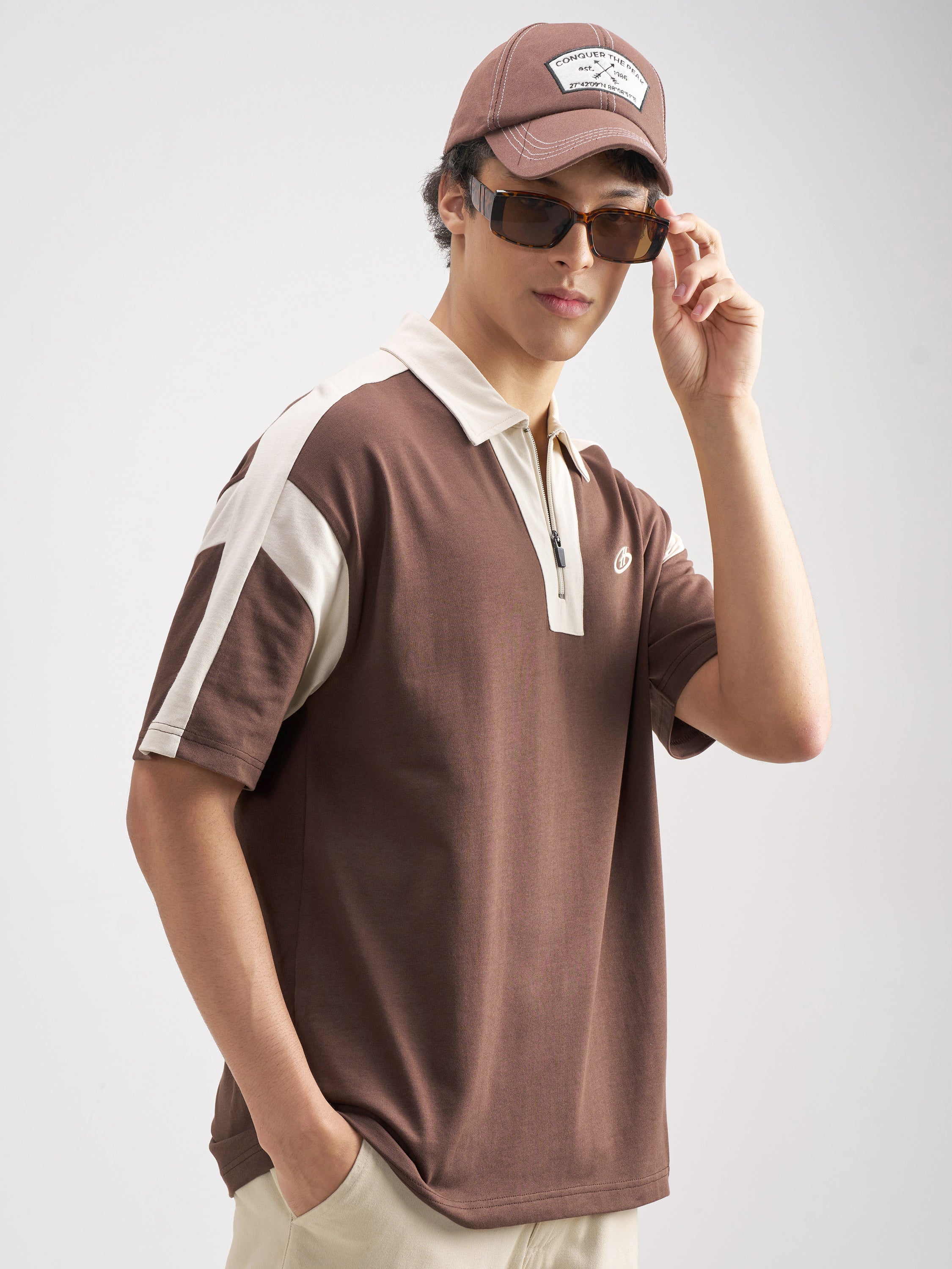 Highlander Men Brown Solid Polo Collar T-Shirt - Brown - Image 6