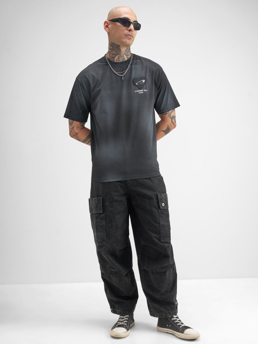 Highlander Men Black Embroidered Round Neck T-Shirt - Black - Image 2