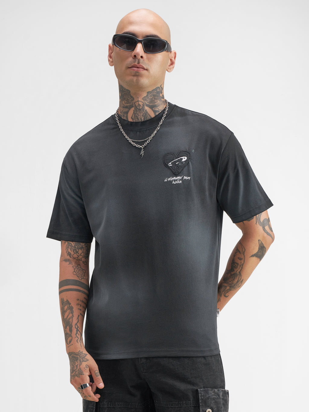 Highlander Men Black Embroidered Round Neck T-Shirt - Black - Image 3