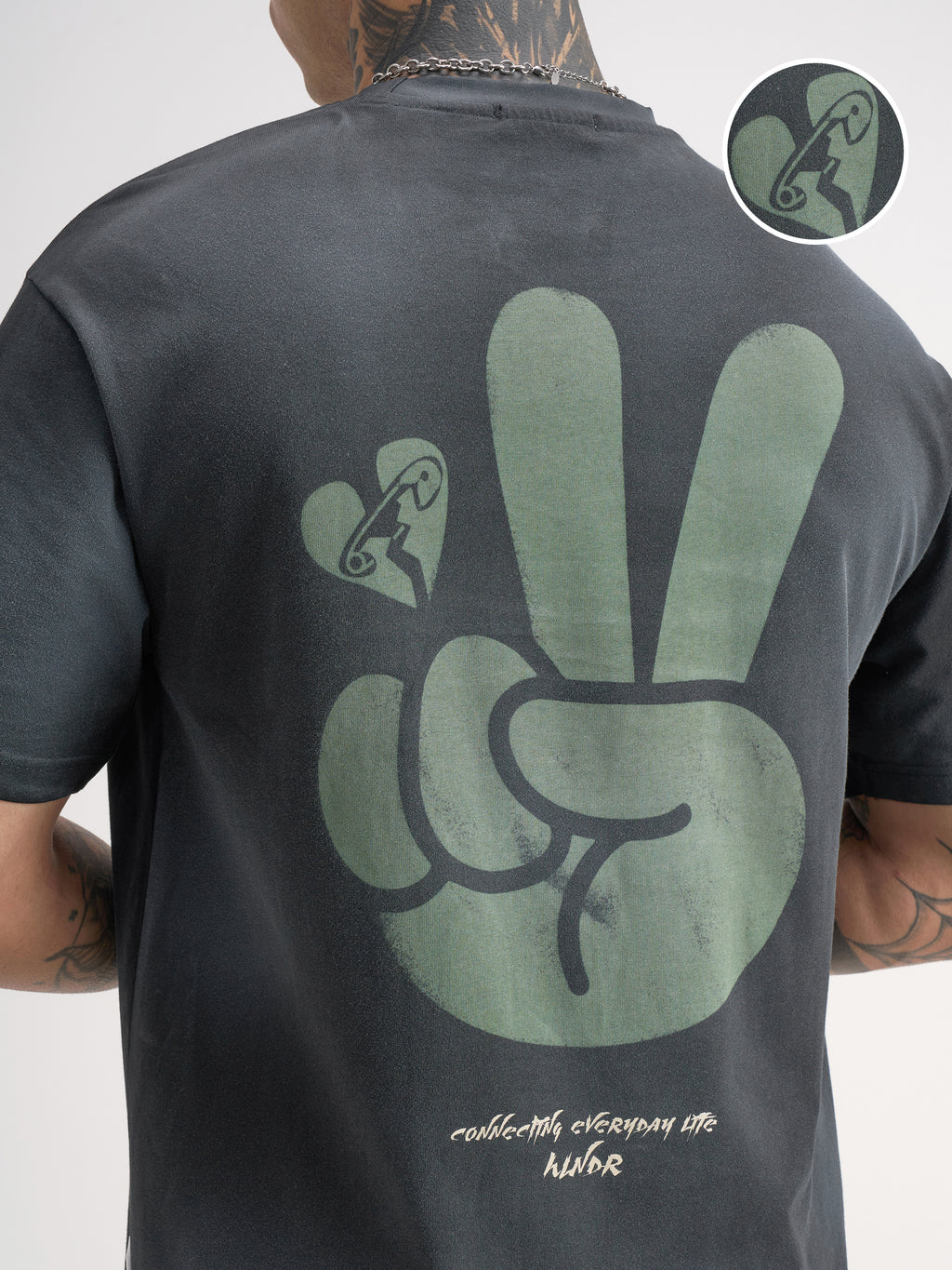 Highlander Men Black Embroidered Round Neck T-Shirt - Black - Image 5