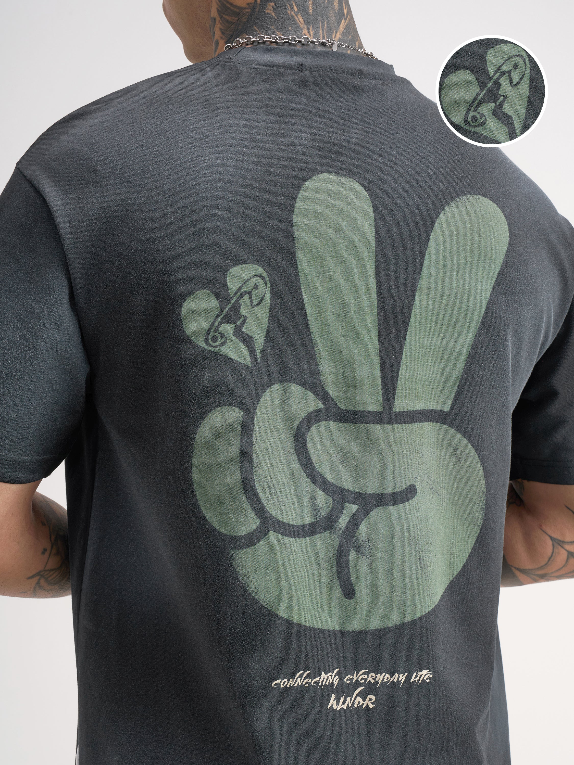 Highlander Men Black Embroidered Round Neck T-Shirt - Black - Image 5