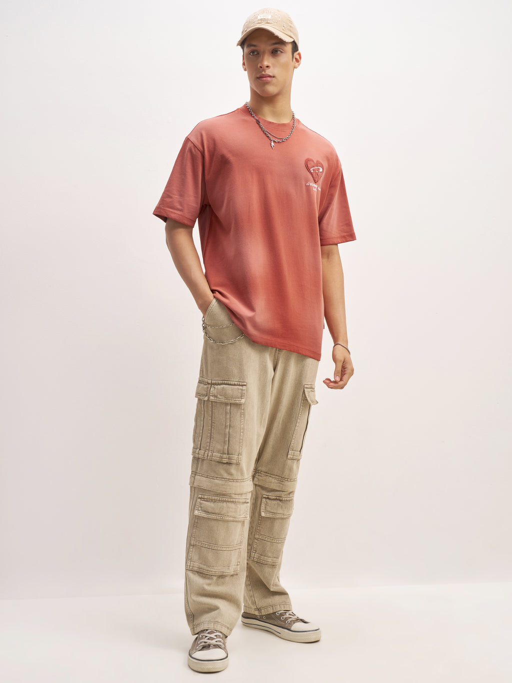 Highlander Men Brown Embroidered Round Neck T-Shirt - Brown - Image 2