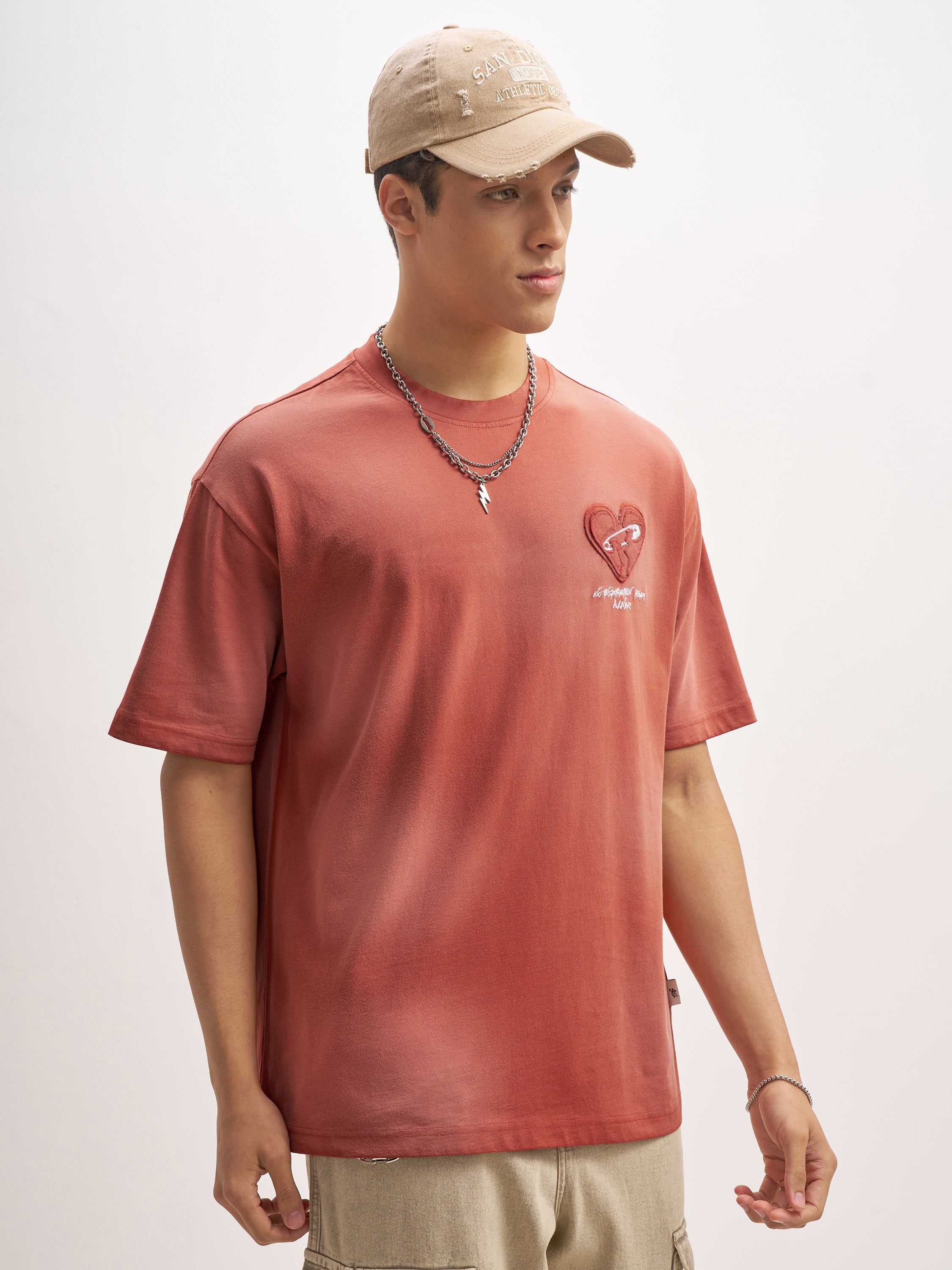 Highlander Men Brown Embroidered Round Neck T-Shirt - Brown - Image 6