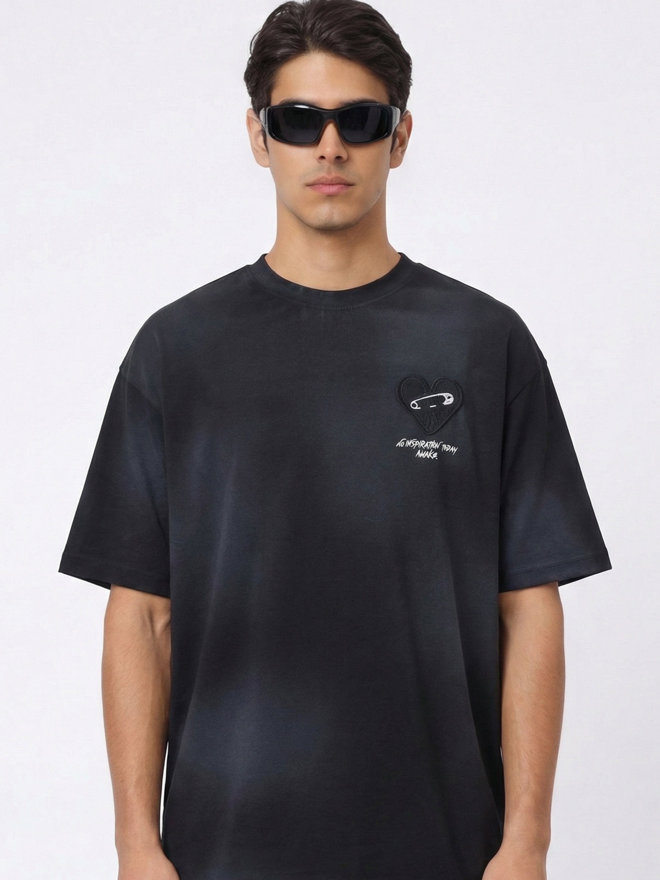 Highlander Men Black Embroidered Round Neck T-Shirt - Black - Image 3