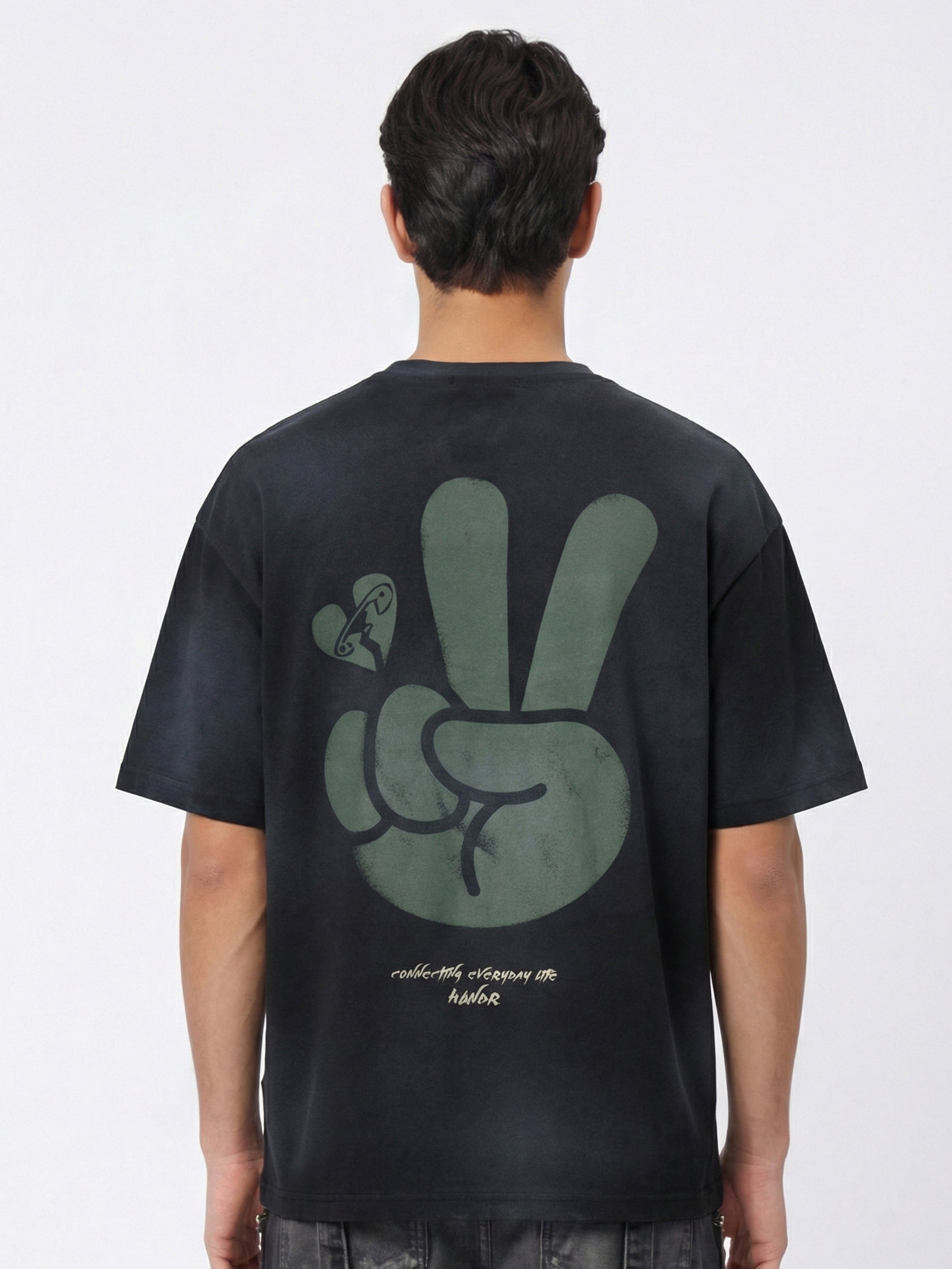 Highlander Men Black Embroidered Round Neck T-Shirt - Black - Image 5