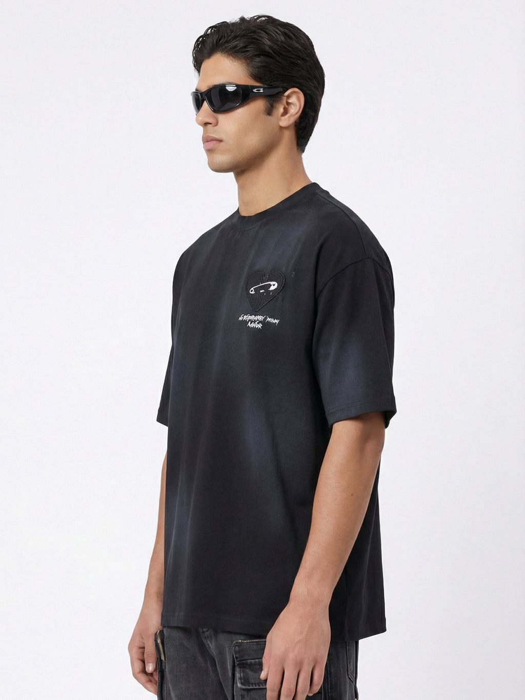 Highlander Men Black Embroidered Round Neck T-Shirt - Black - Image 6