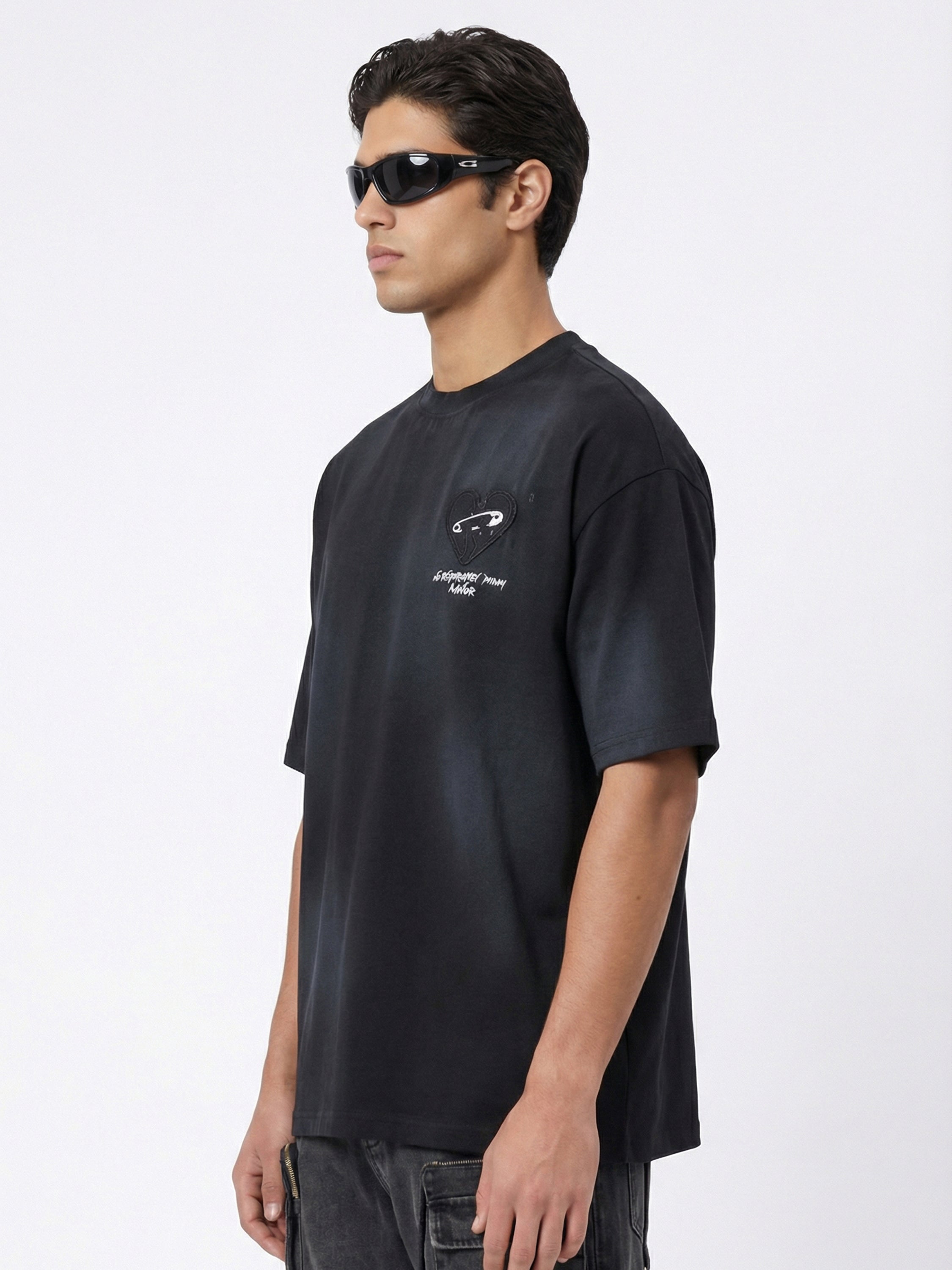Highlander Men Black Embroidered Round Neck T-Shirt - Black - Image 6