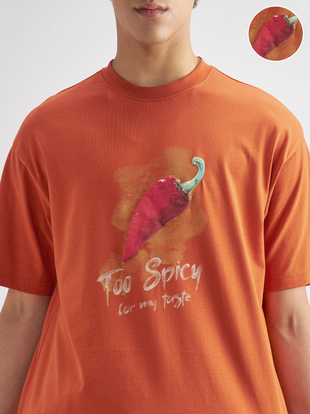 Highlander Men Orange Printed Round Neck T-Shirt - Orange - Image 5