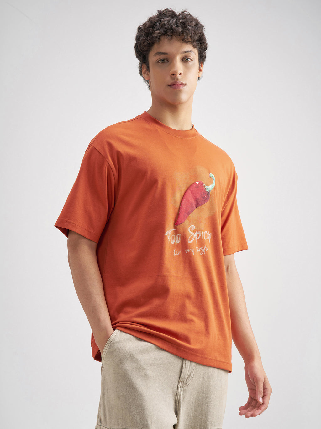 Highlander Men Orange Printed Round Neck T-Shirt - Orange - Image 6