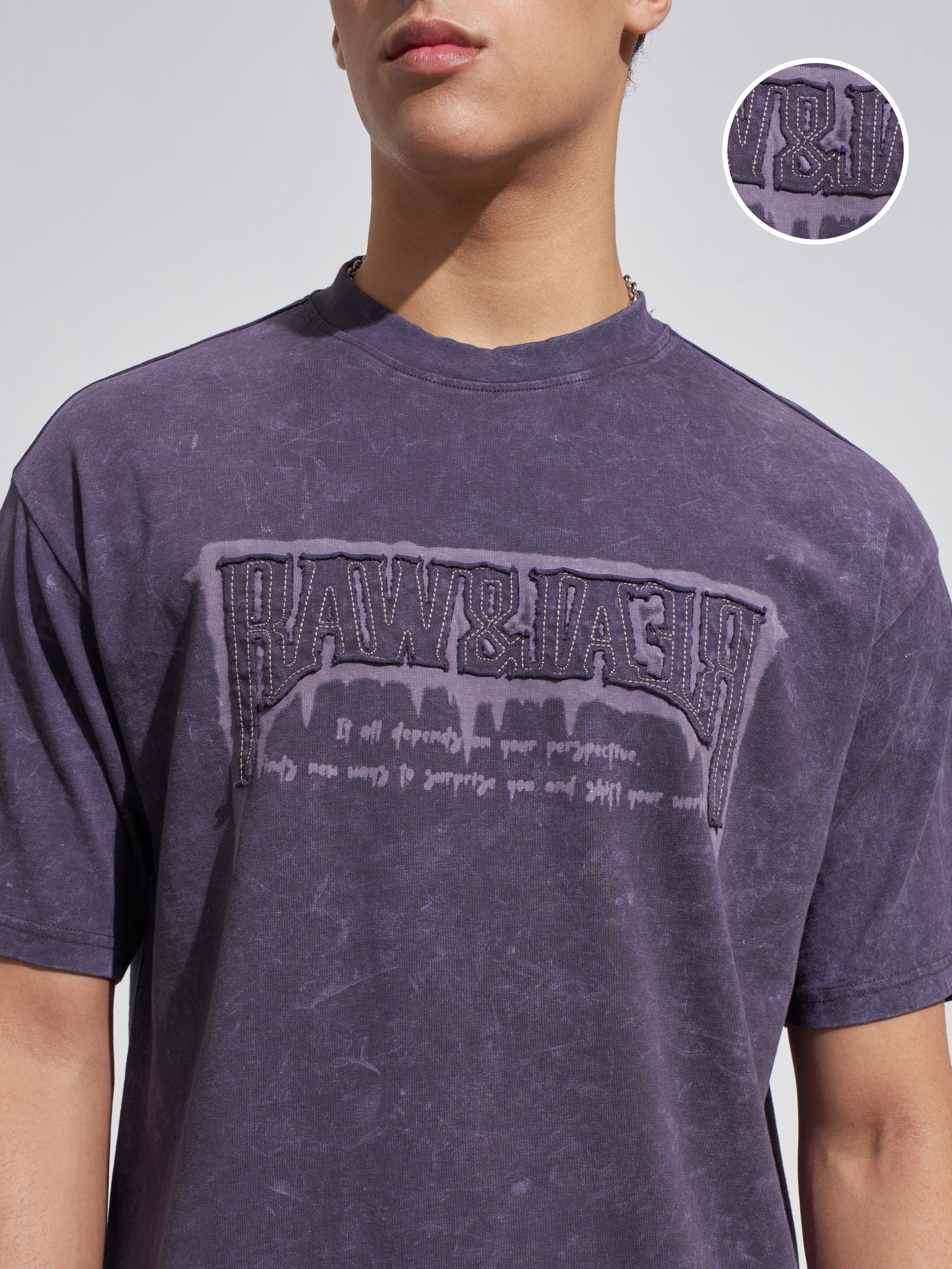 Highlander Men Purple Printed Round Neck T-Shirt