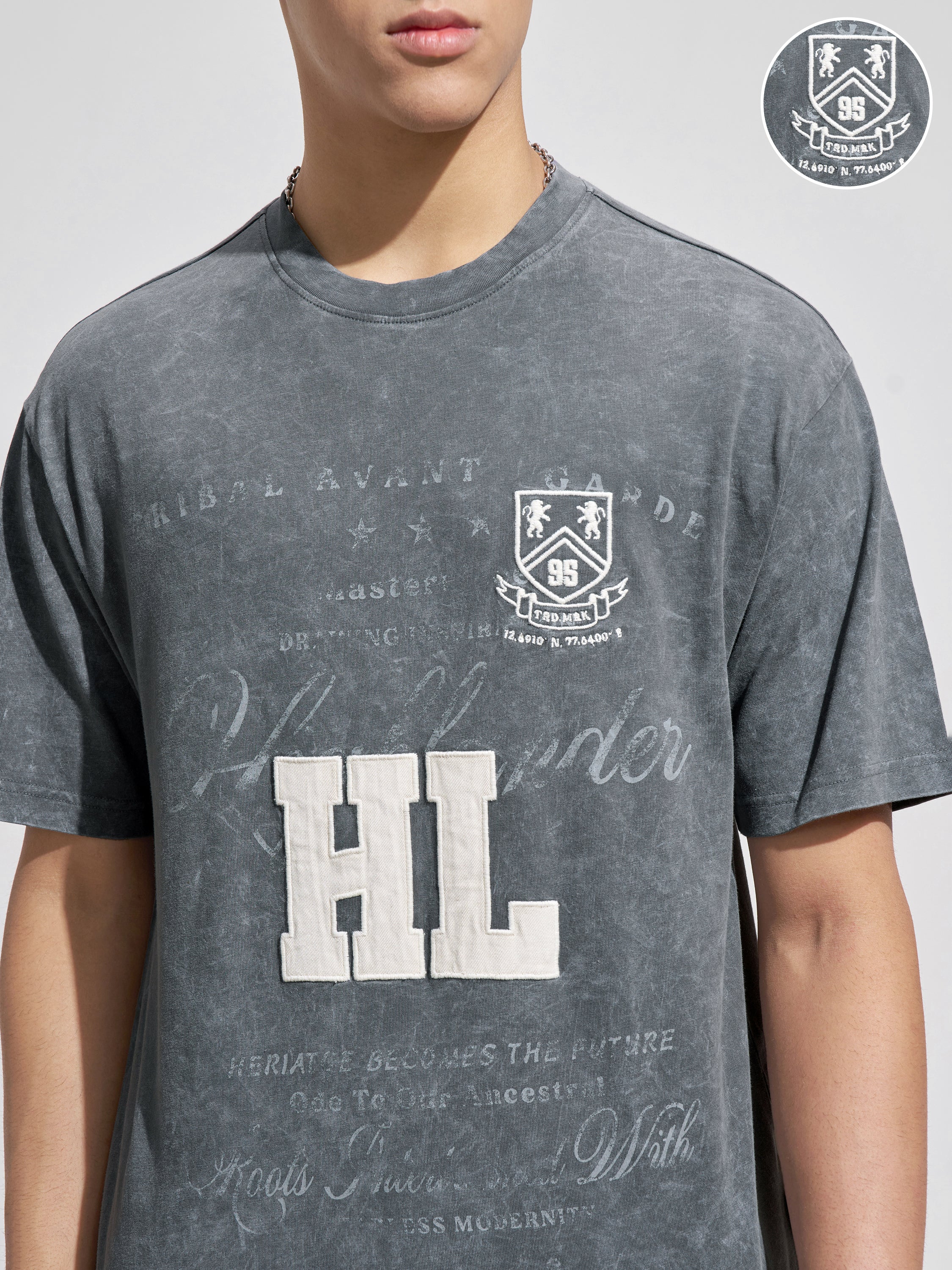 Highlander Men Grey Printed Round Neck T-Shirt