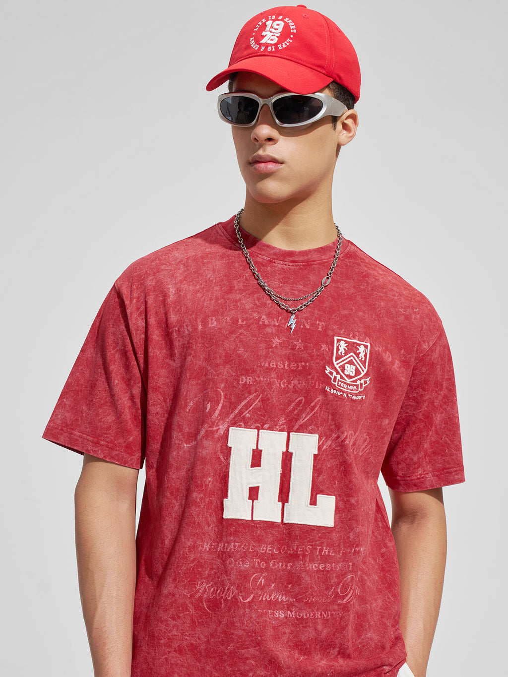 Highlander Men Red Printed Round Neck T-Shirt