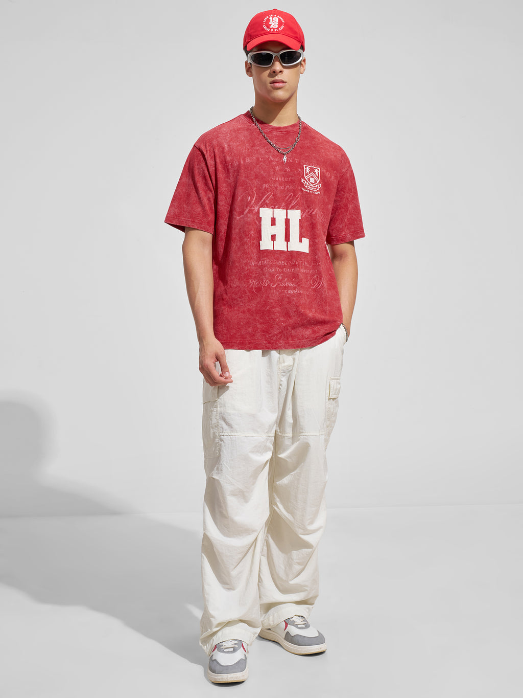 Highlander Men Red Printed Round Neck T-Shirt