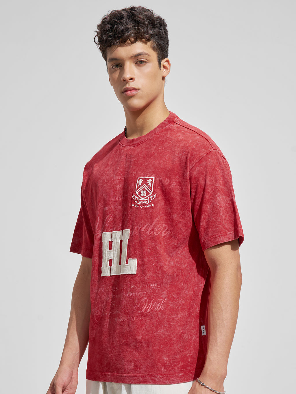 Highlander Men Red Printed Round Neck T-Shirt