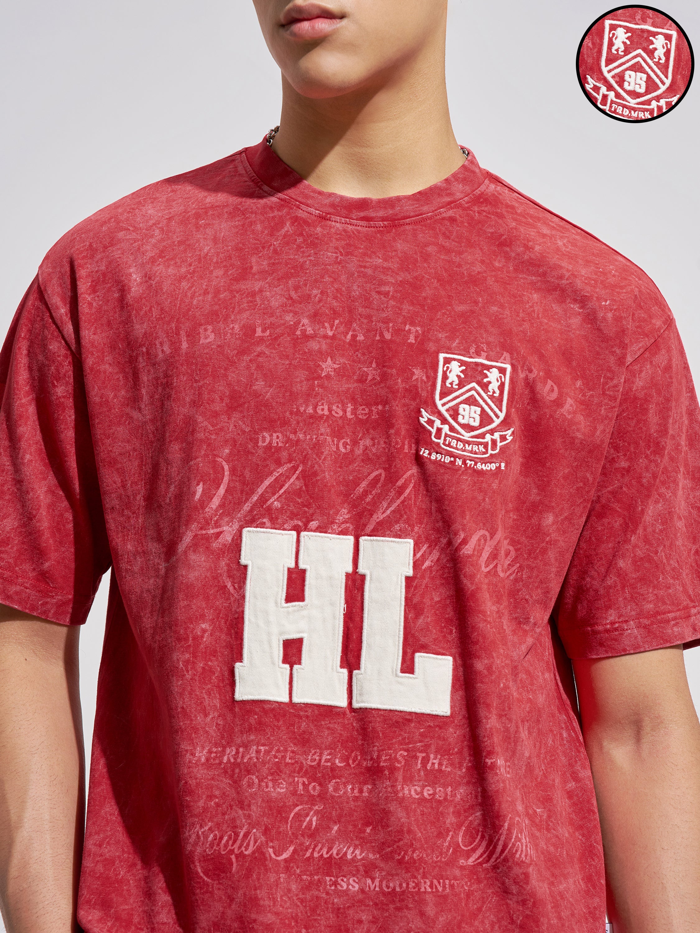 Highlander Men Red Printed Round Neck T-Shirt
