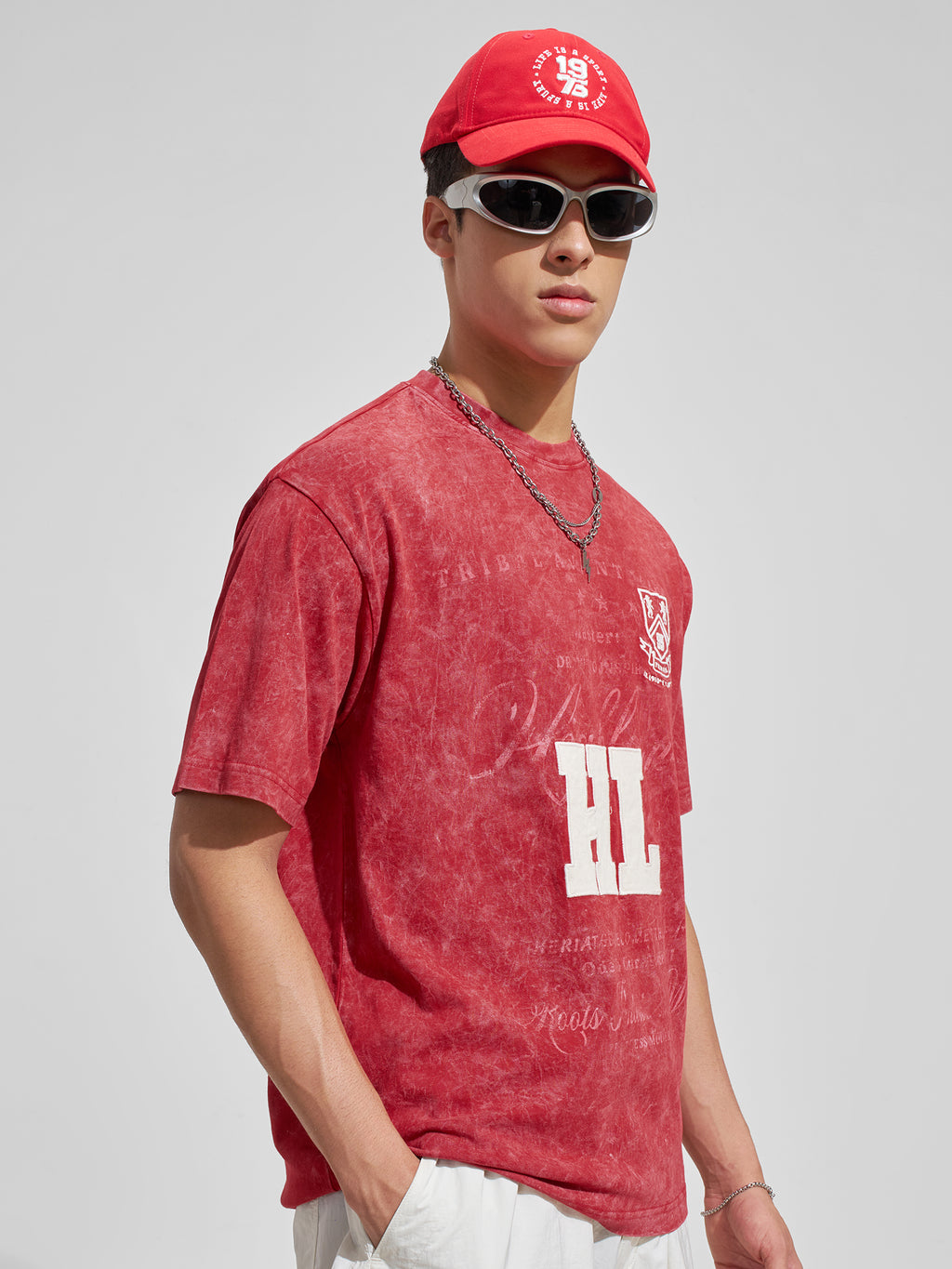 Highlander Men Red Printed Round Neck T-Shirt