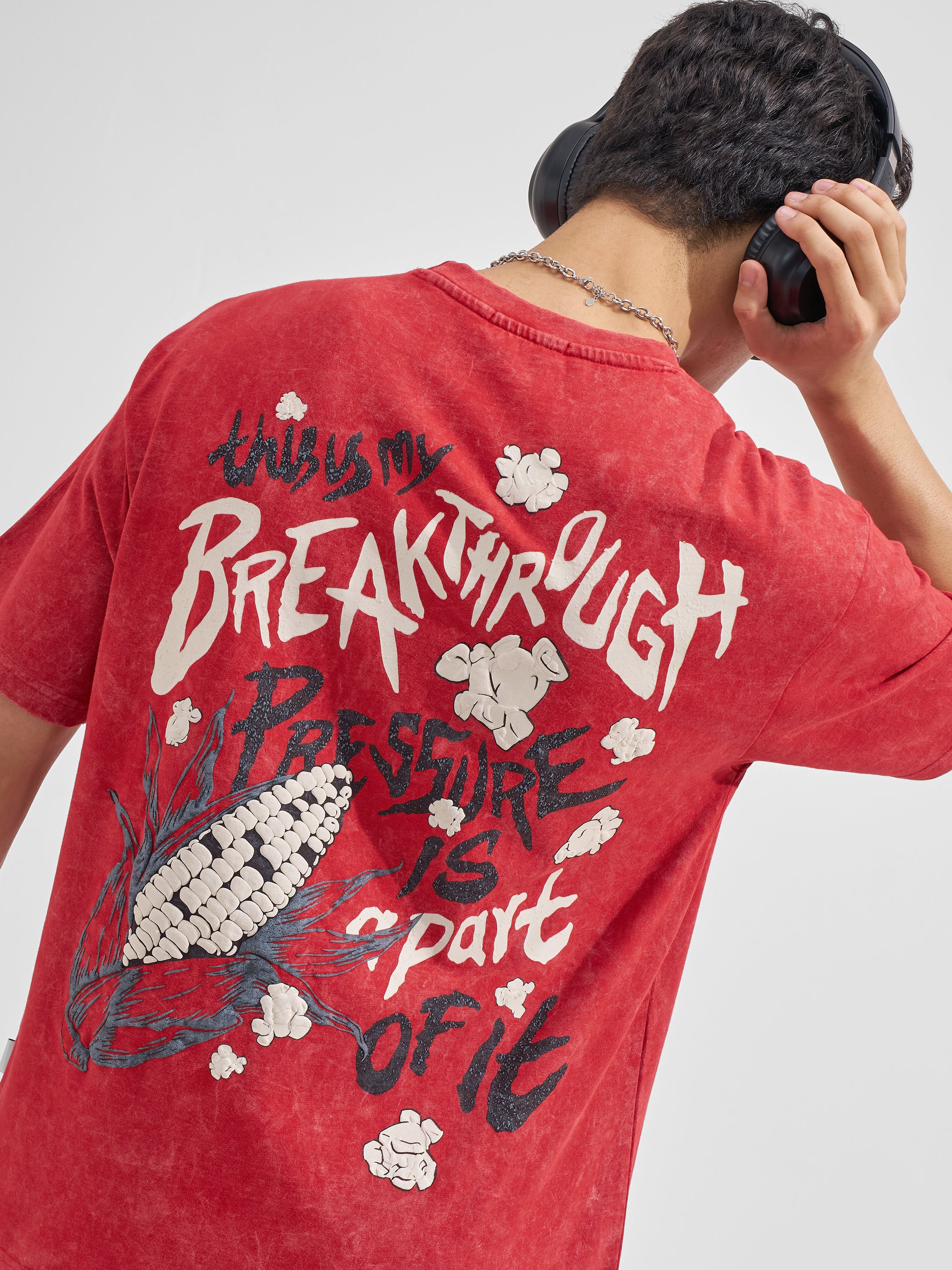 Highlander Men Red Printed Round Neck  T-Shirt