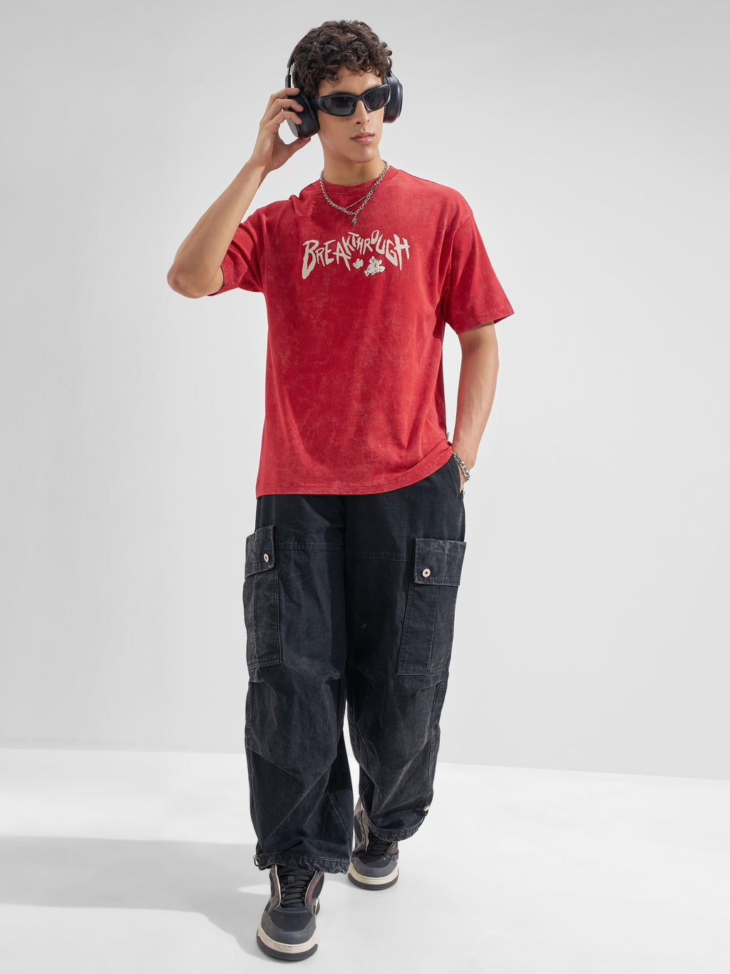 Highlander Men Red Printed Round Neck  T-Shirt