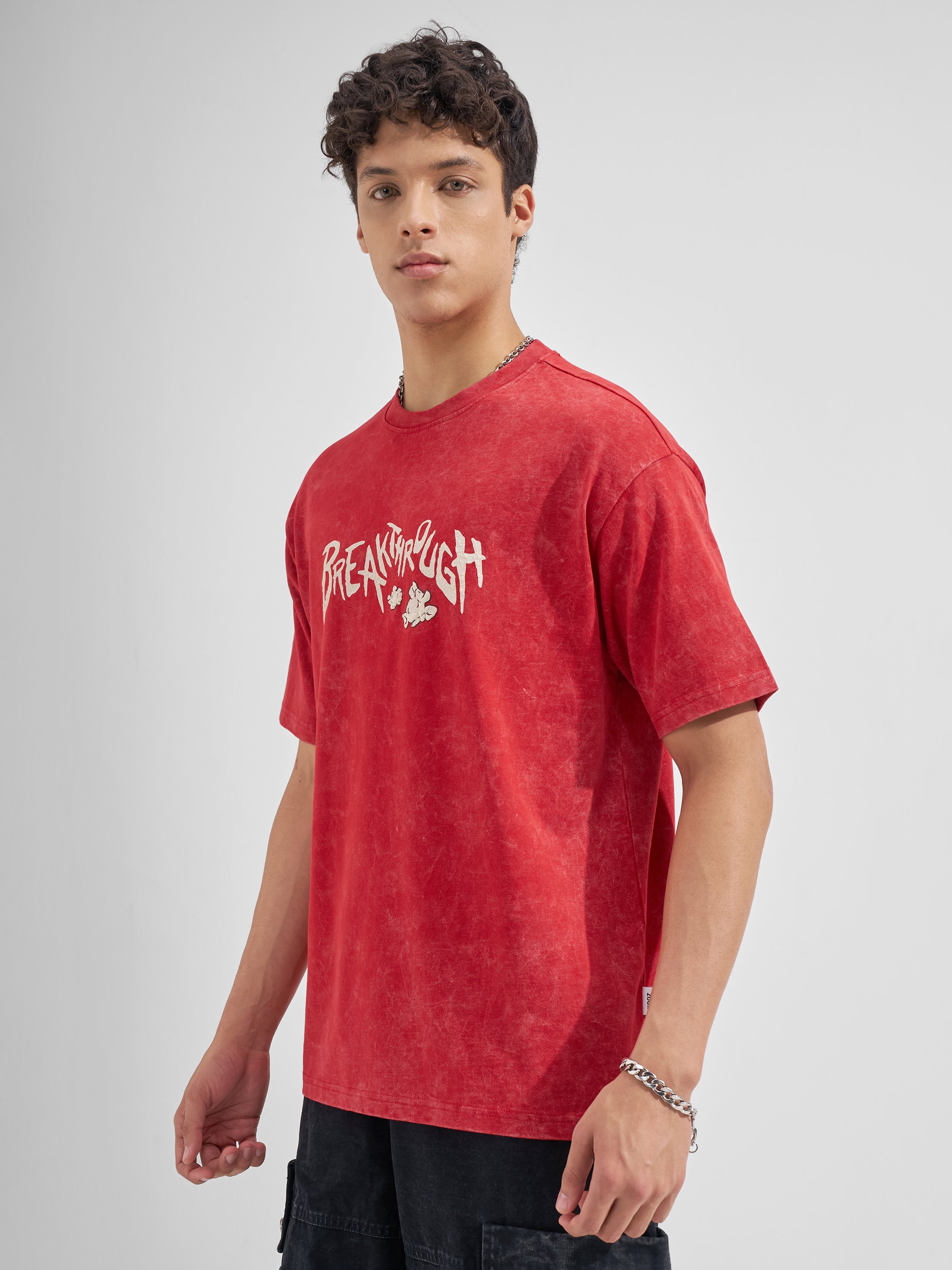 Highlander Men Red Printed Round Neck  T-Shirt