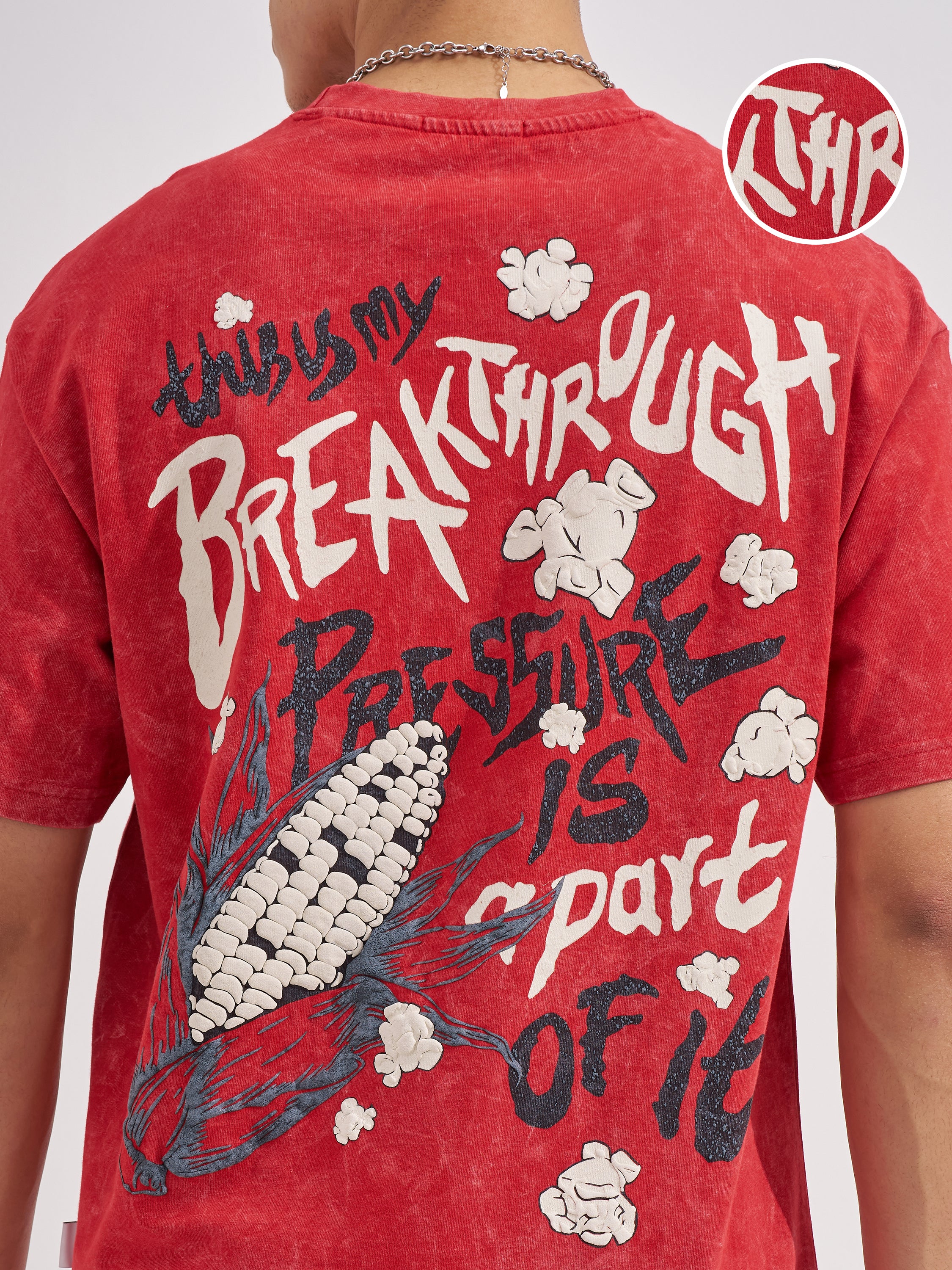 Highlander Men Red Printed Round Neck  T-Shirt