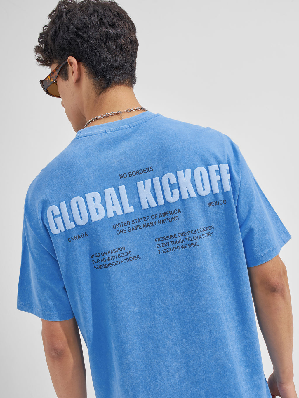 Highlander Men Blue Printed Round Neck  T-Shirt