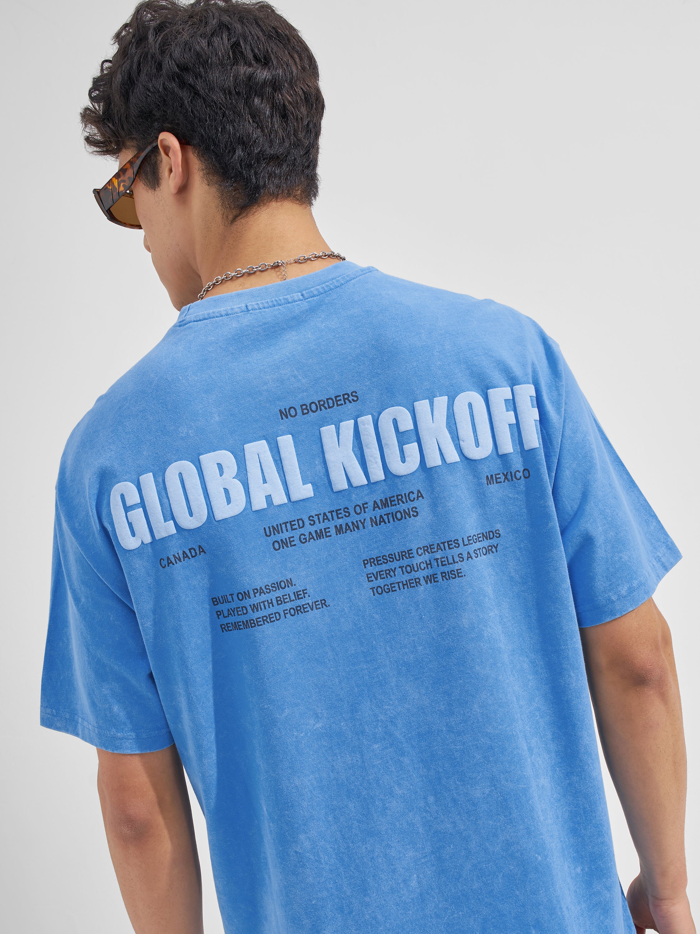 Highlander Men Blue Printed Round Neck  T-Shirt