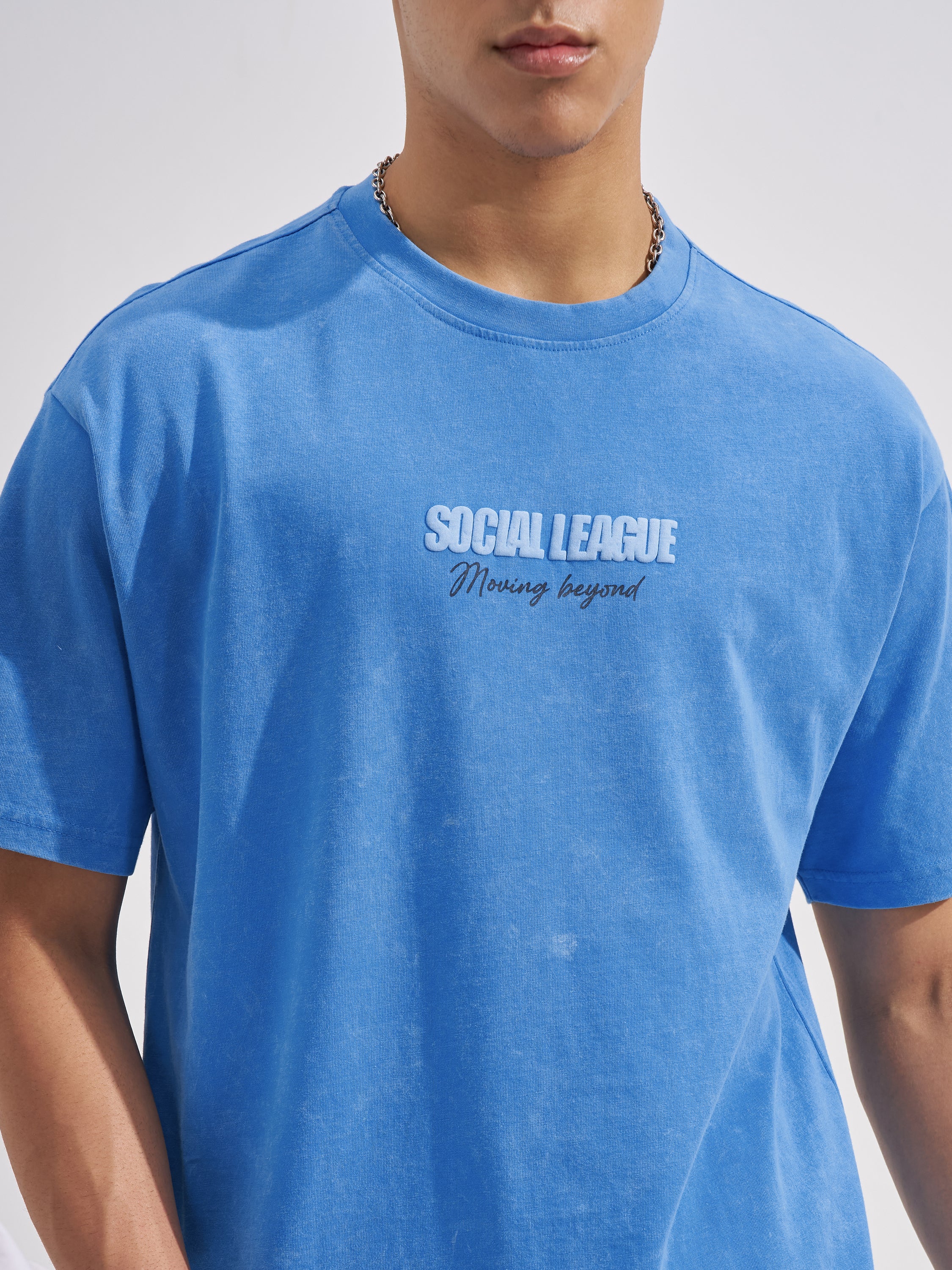 Highlander Men Blue Printed Round Neck  T-Shirt