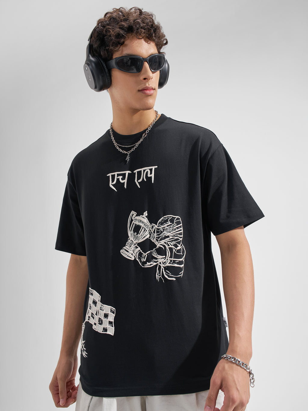 Highlander Men Black Printed Round Neck T-Shirt
