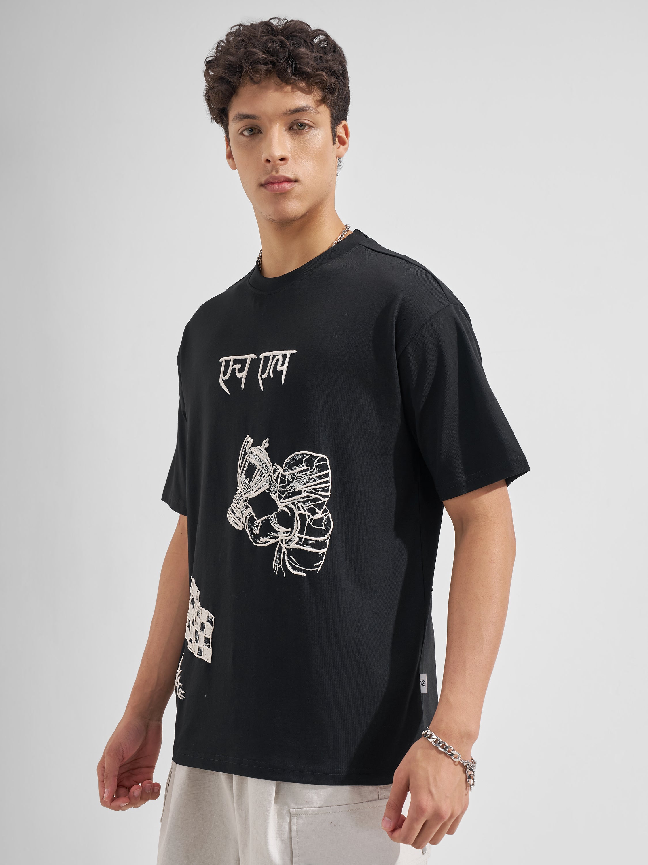 Highlander Men Black Printed Round Neck T-Shirt