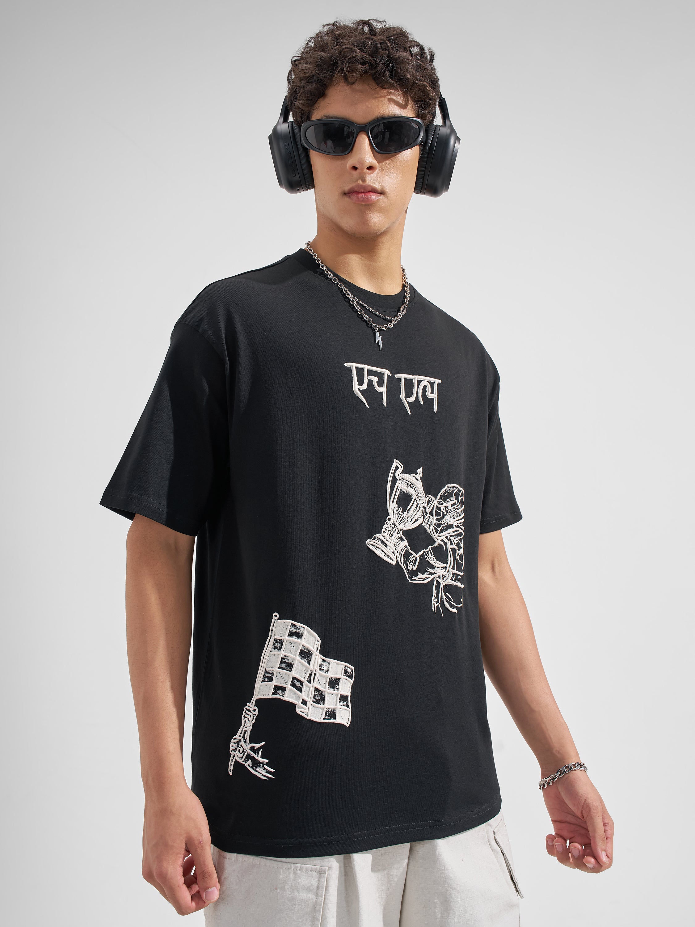 Highlander Men Black Printed Round Neck T-Shirt