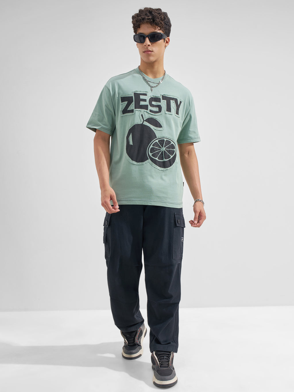 Highlander Men Green Applique Round Neck  T-Shirt