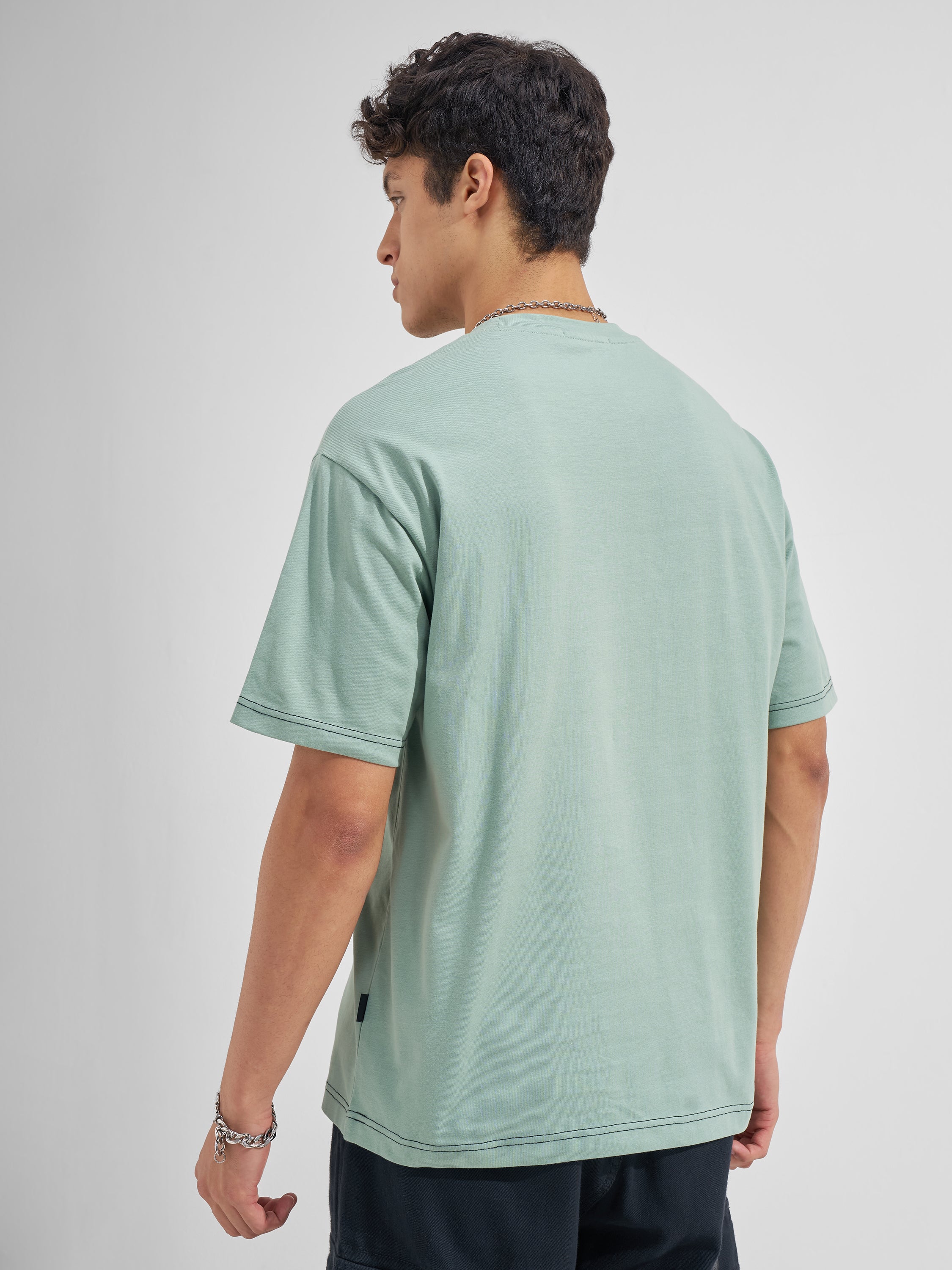 Highlander Men Green Applique Round Neck  T-Shirt