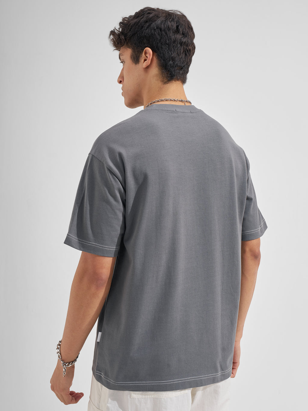 Highlander Men Grey Applique Round Neck  T-Shirt