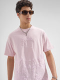 Highlander Men Pink Printed Round Neck  T-Shirt