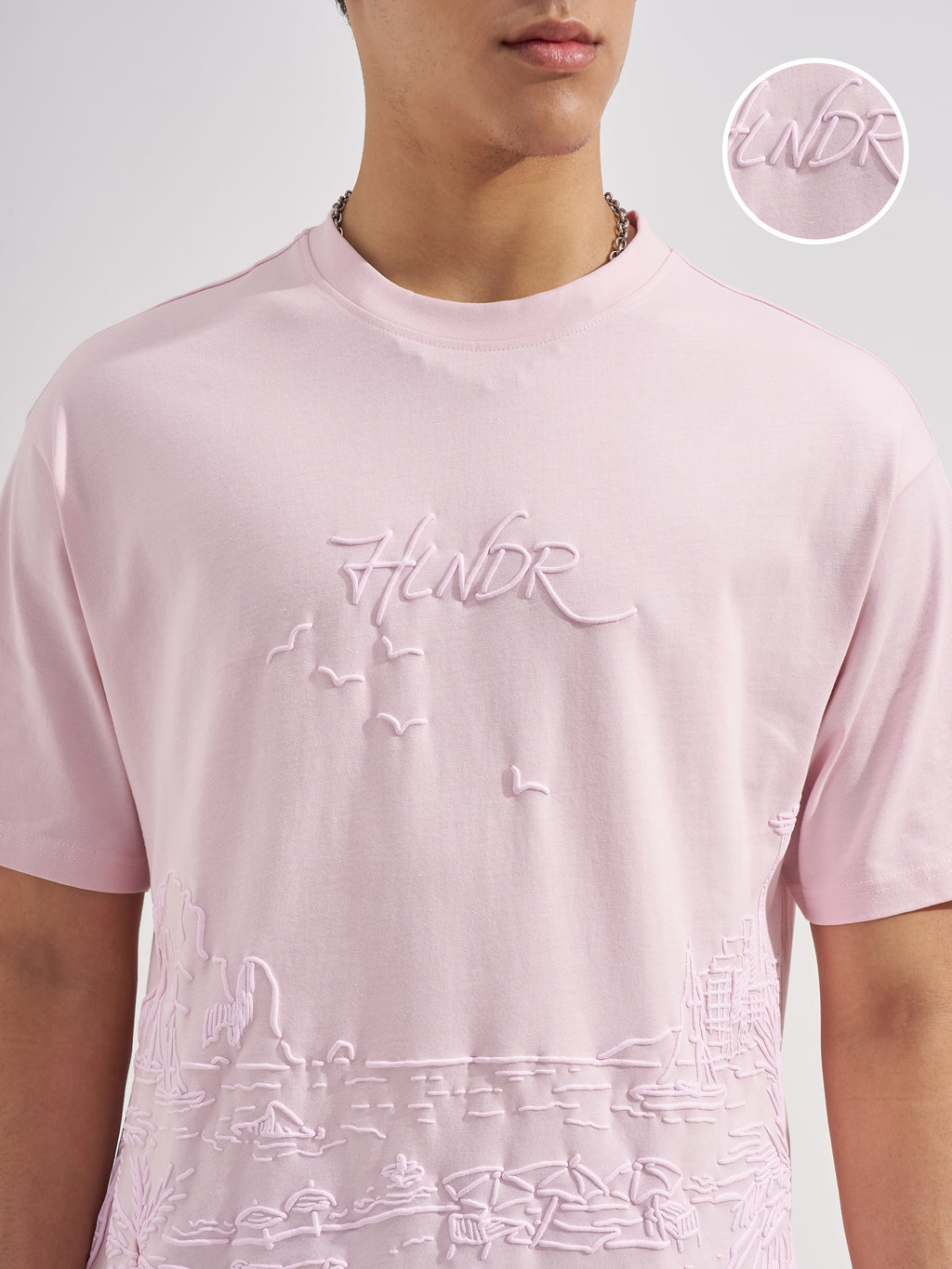 Highlander Men Pink Printed Round Neck  T-Shirt