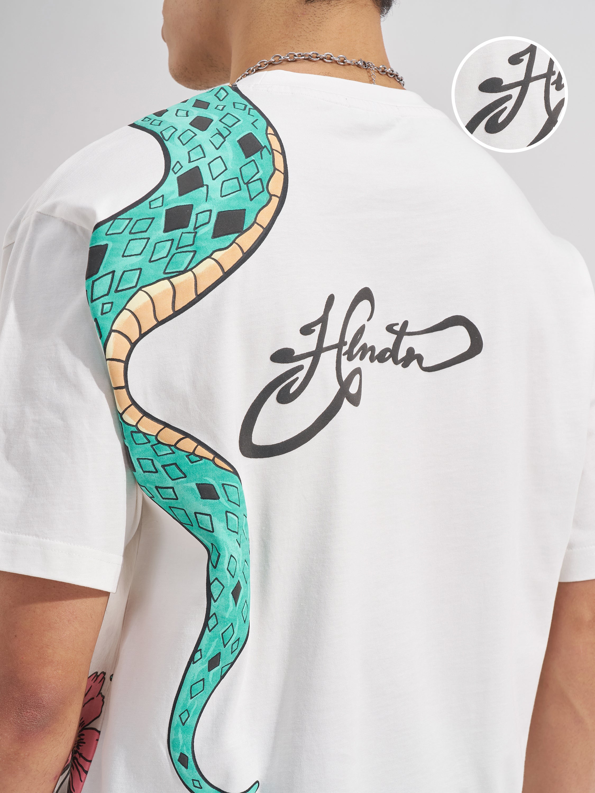 Highlander Men White Printed Round Neck T-Shirt