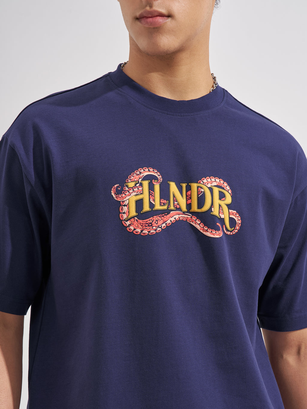Highlander Men Blue Printed Round Neck  T-Shirt